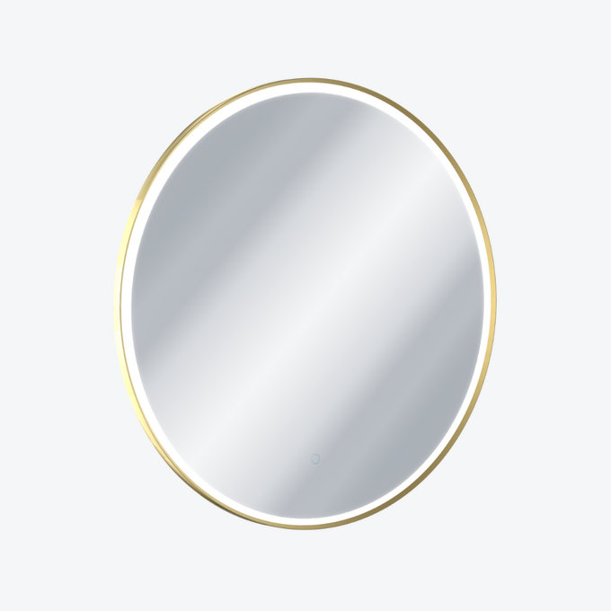 Lustro okrągłe LED w ramie aluminiowej złoty połysk