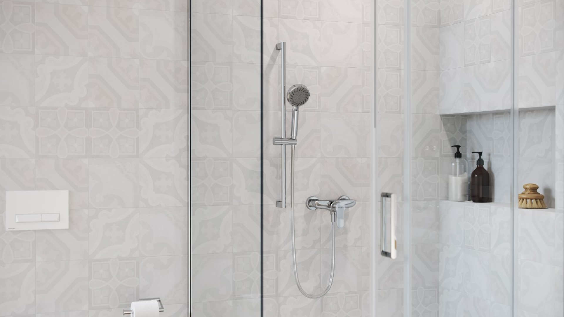 Ursa zestaw prysznicowy z drążkiem, chrom