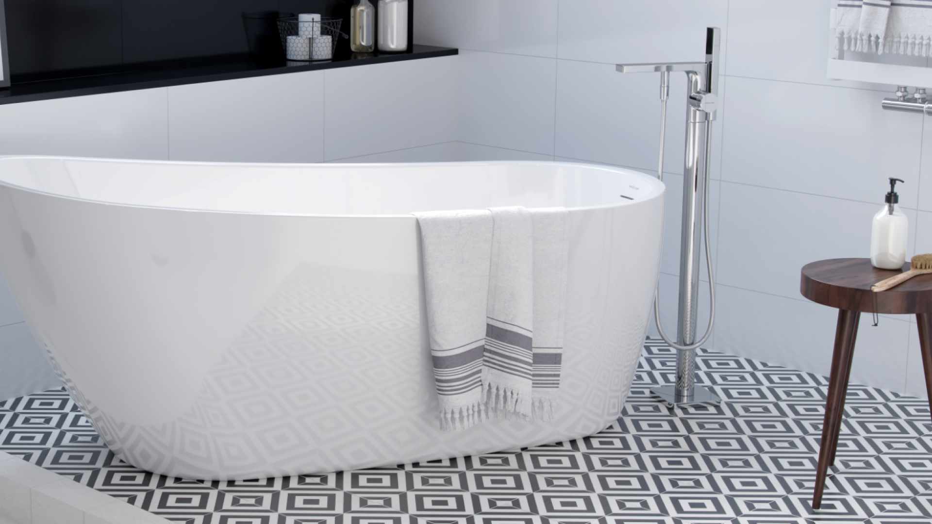 Krotos bateria wannowo-prysznicowa wolnostojąca, chrom