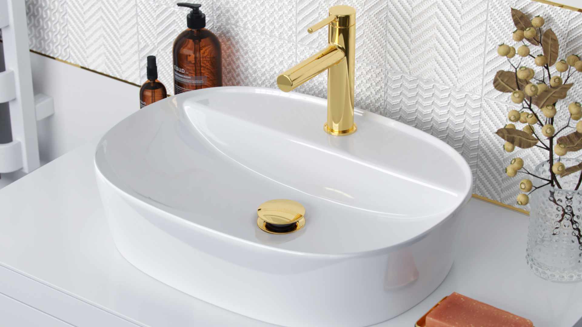 Korek klik-klak umywalkowo-bidetowy, złoty połysk