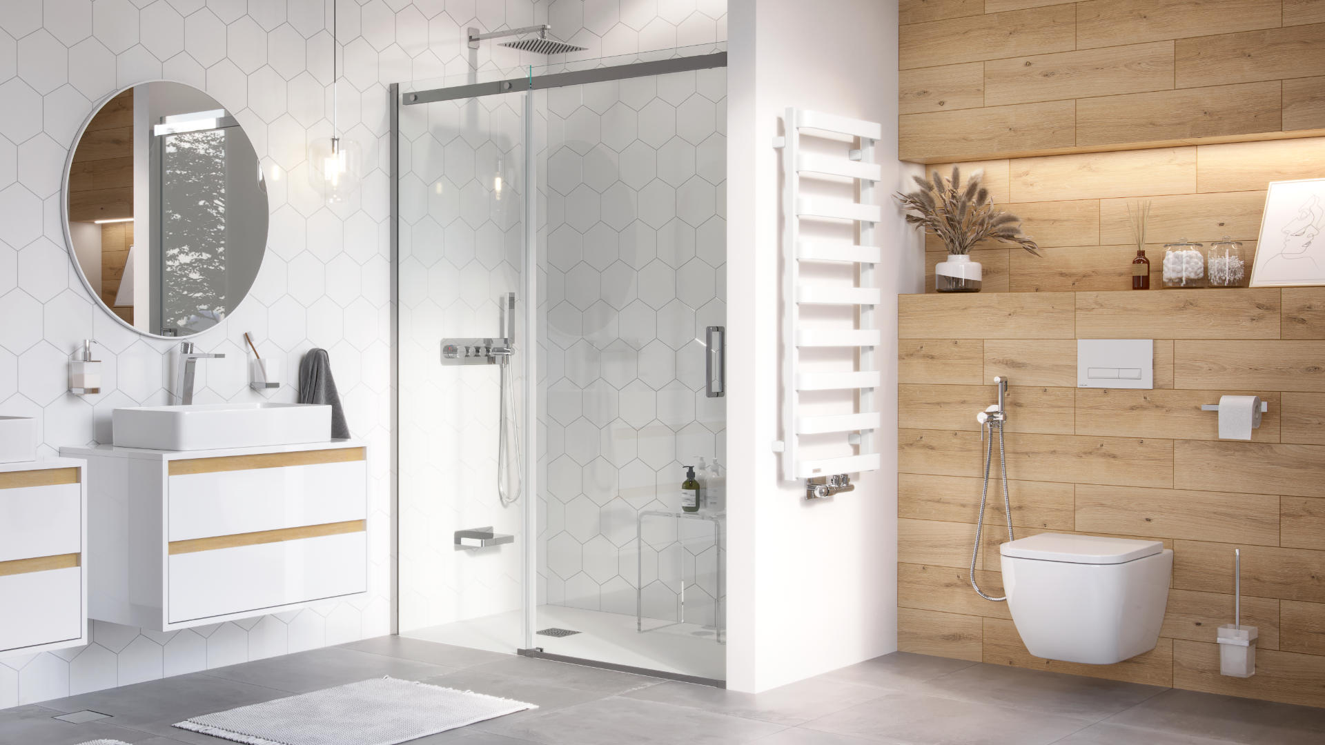 Riko szczotka wc wisząca szklana, chrom