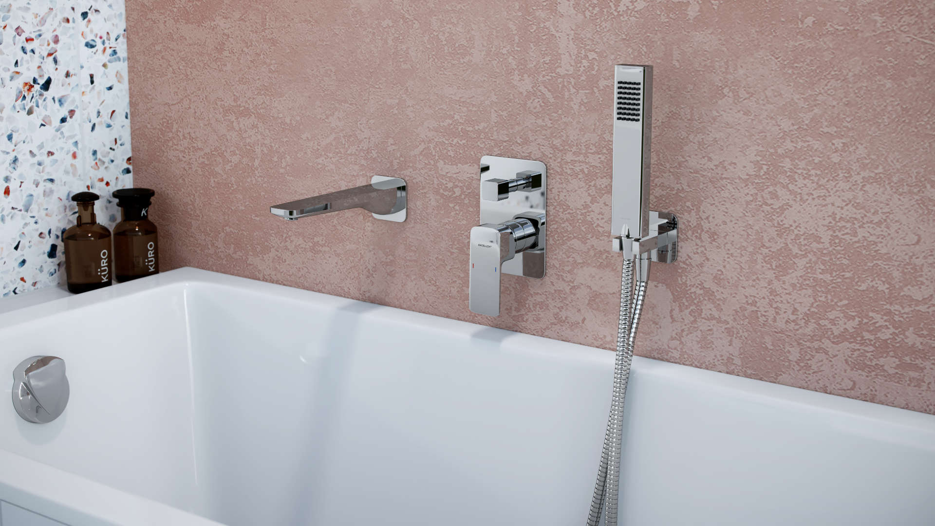 Keria zestaw wannowo-prysznicowy podtynkowy 2 funkcyjny, chrom