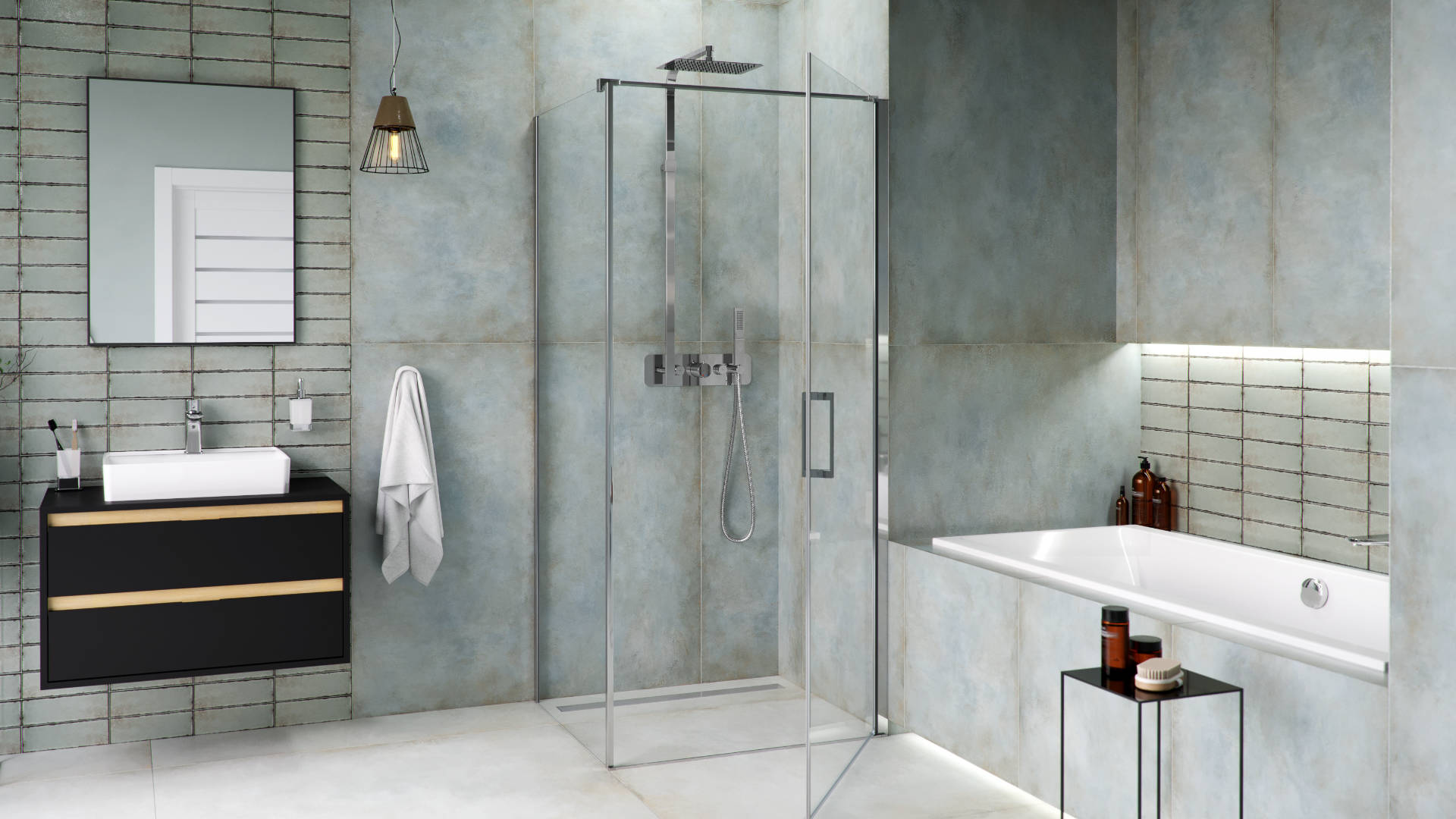 Krotos zestaw prysznicowy podtynkowy z deszczownicą 20x30 cm, termostatyczny, chrom