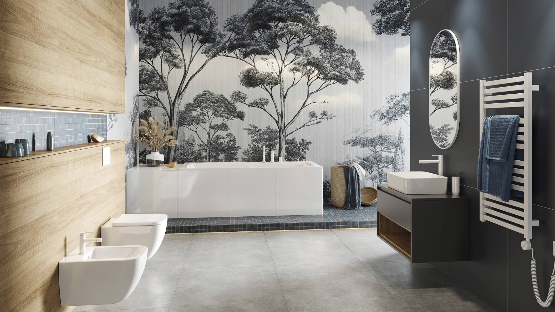 Lustro owalne w ramie biały mat mat