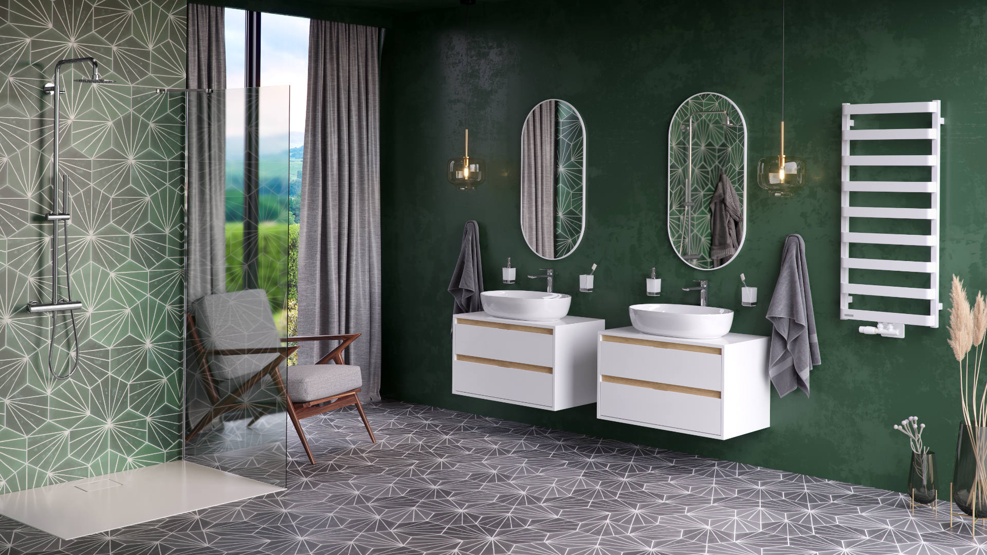 Lustro owalne w ramie biały mat mat