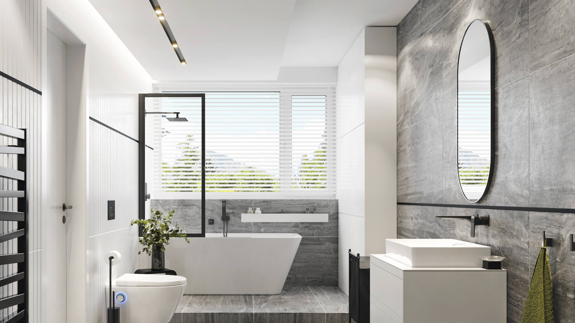 Lustro owalne w ramie czarny mat