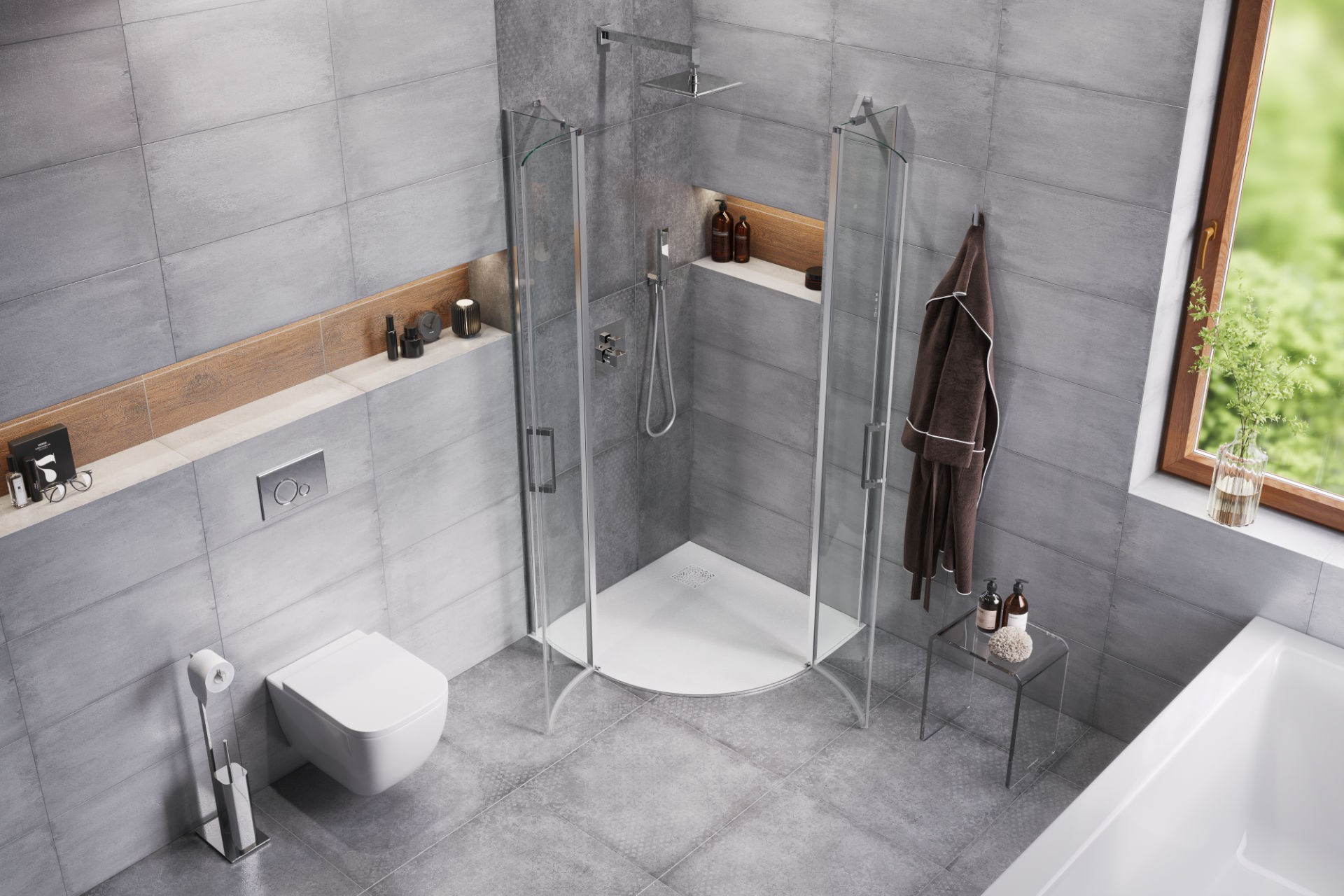 Arda brodzik półokrągły 90x90 biały Excellent