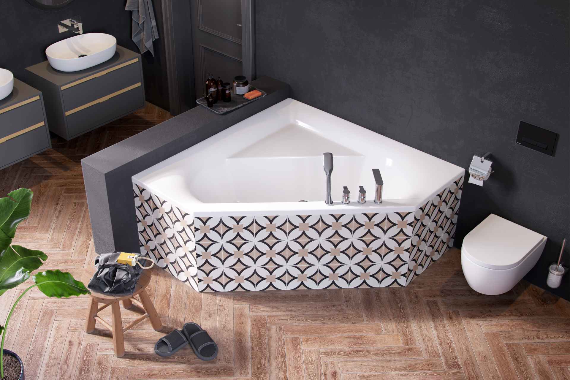 Flex obudowa boczna do zabudowy wanny płytkami 90x60 Excellent wanna narożna