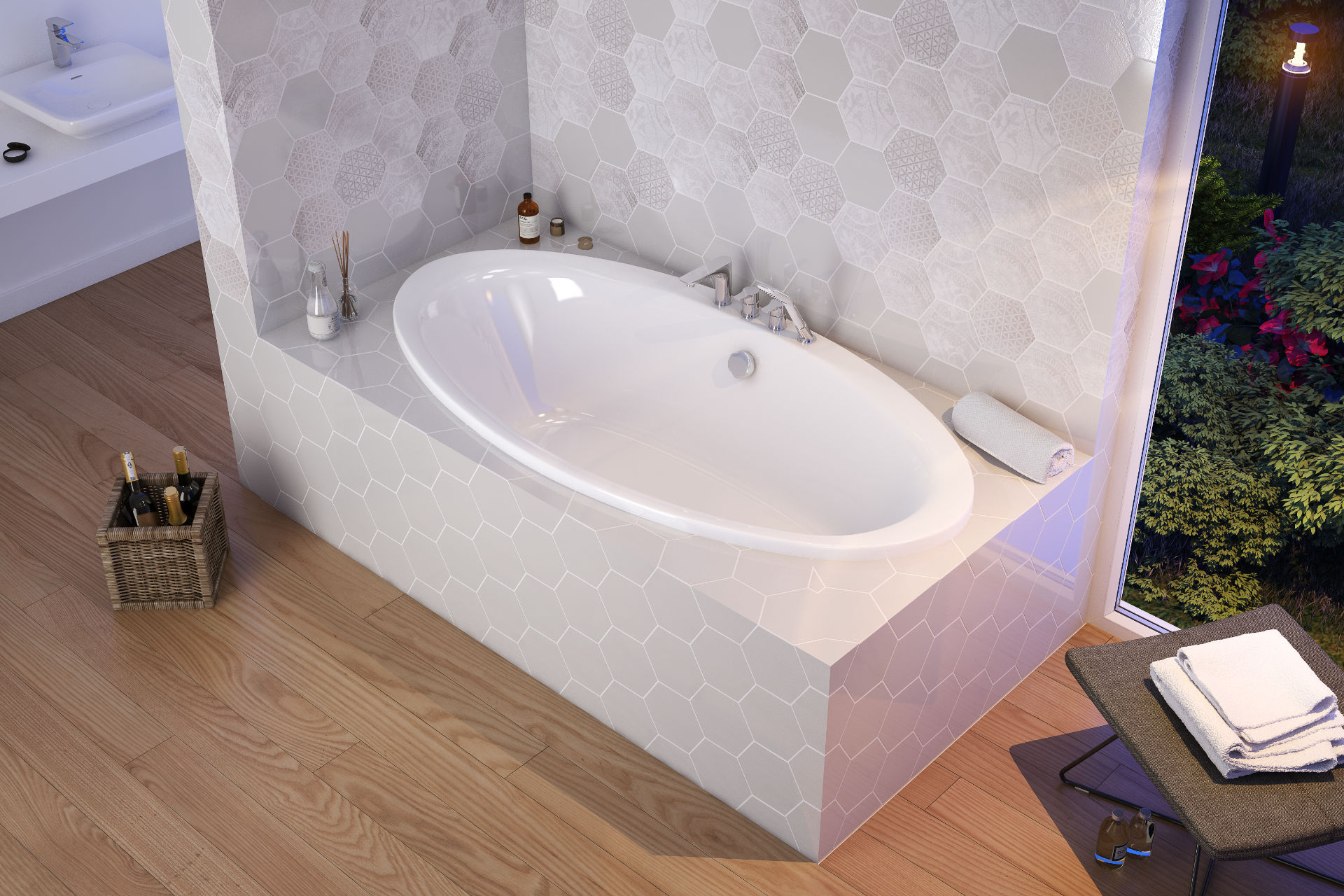 Lumina wanna owalna 190X95 bateria nawannowa