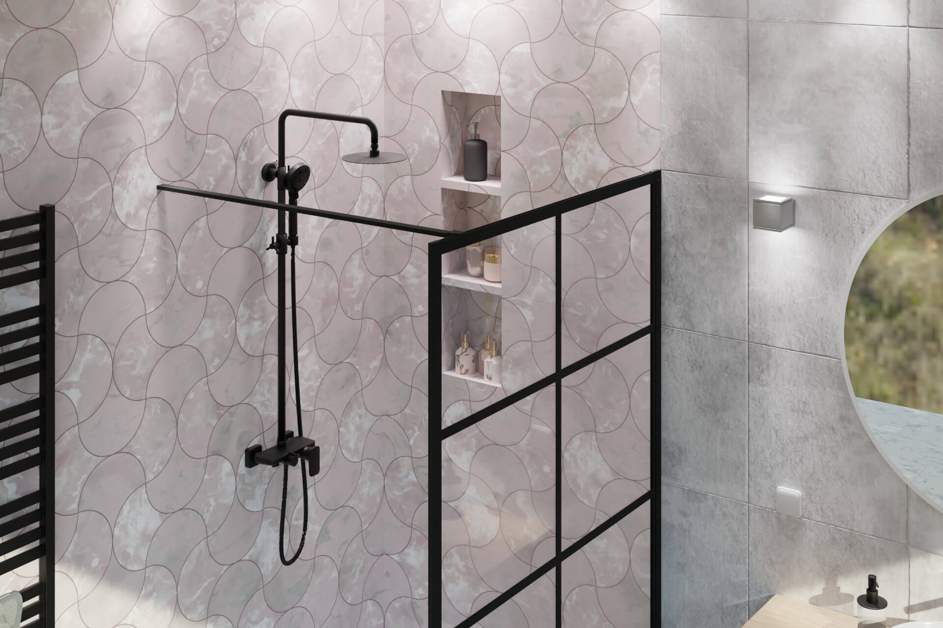 Fabrika walk-in wspornik kabiny 120 cm do docięcia, czarny mat