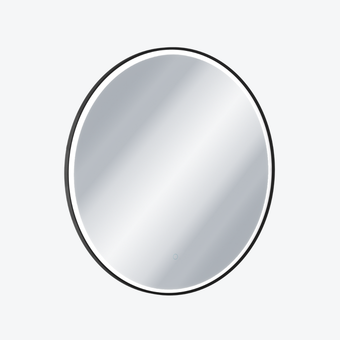 Lustro okrągłe LED w ramie aluminiowej czarny mat