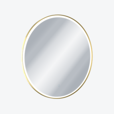 Lustro okrągłe LED w ramie aluminiowej złoty połysk