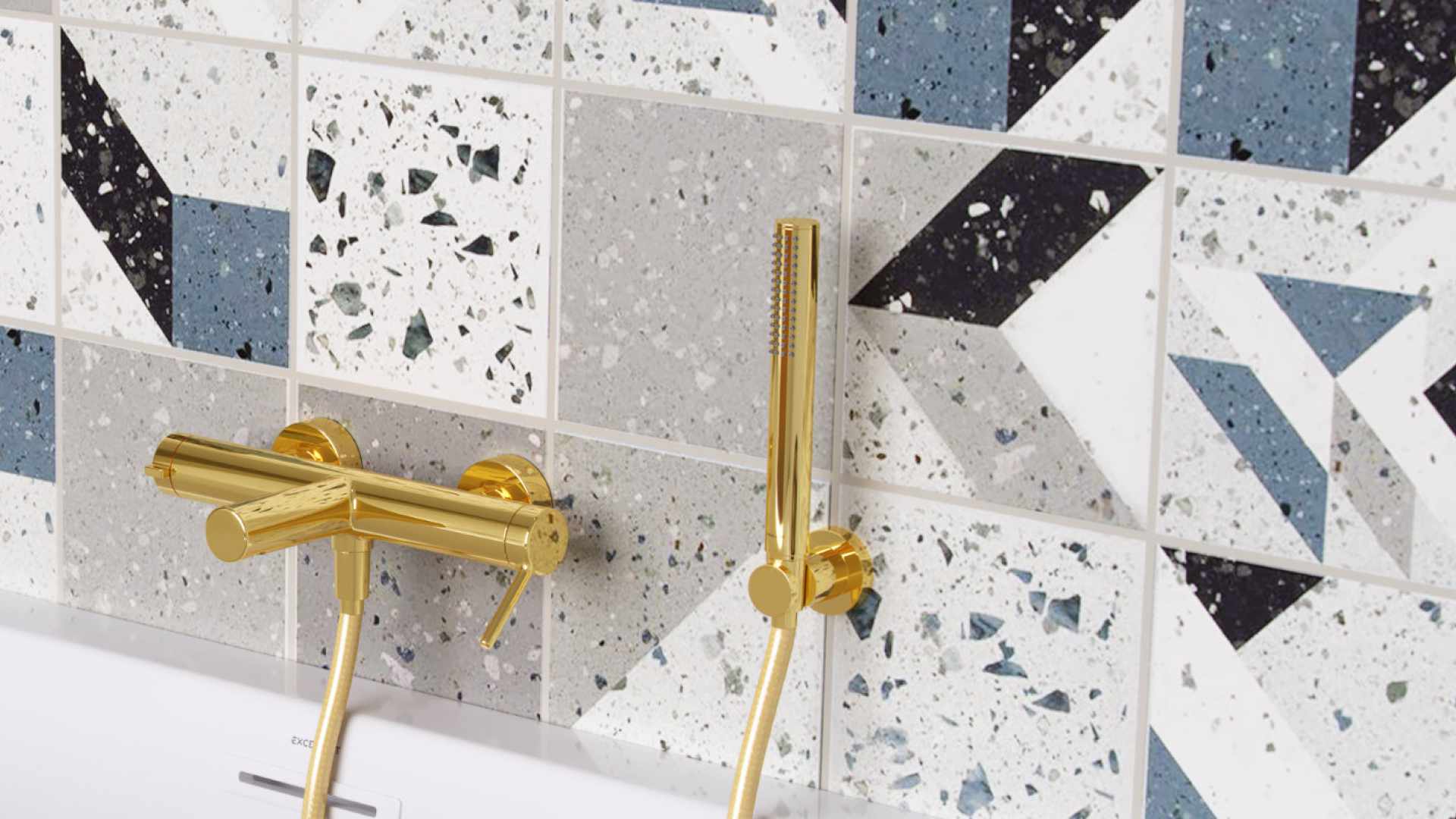 Loka zestaw prysznicowy punktowy, złoty połysk