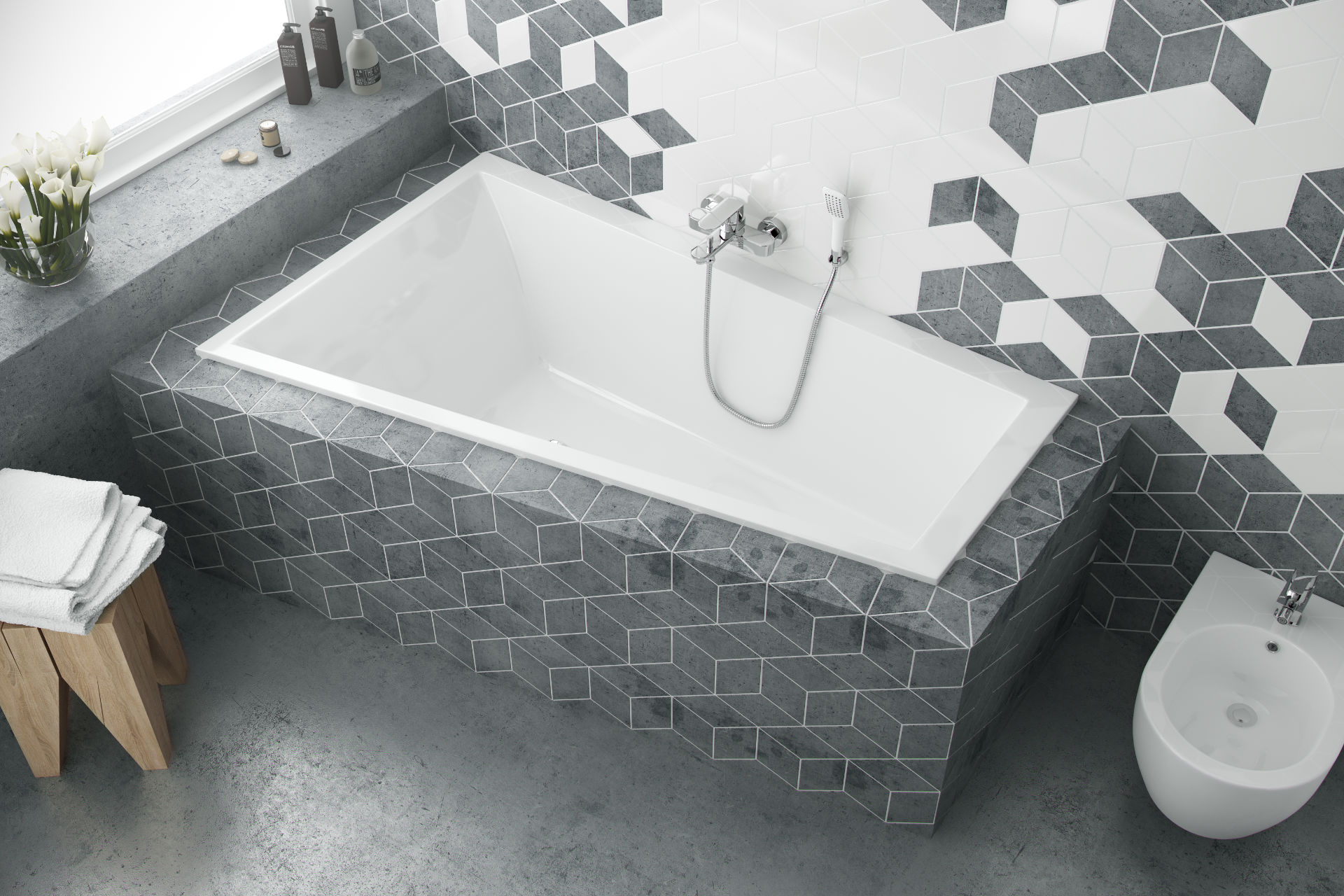 M-Sfera Slim wanna narożna 160X95 geometria