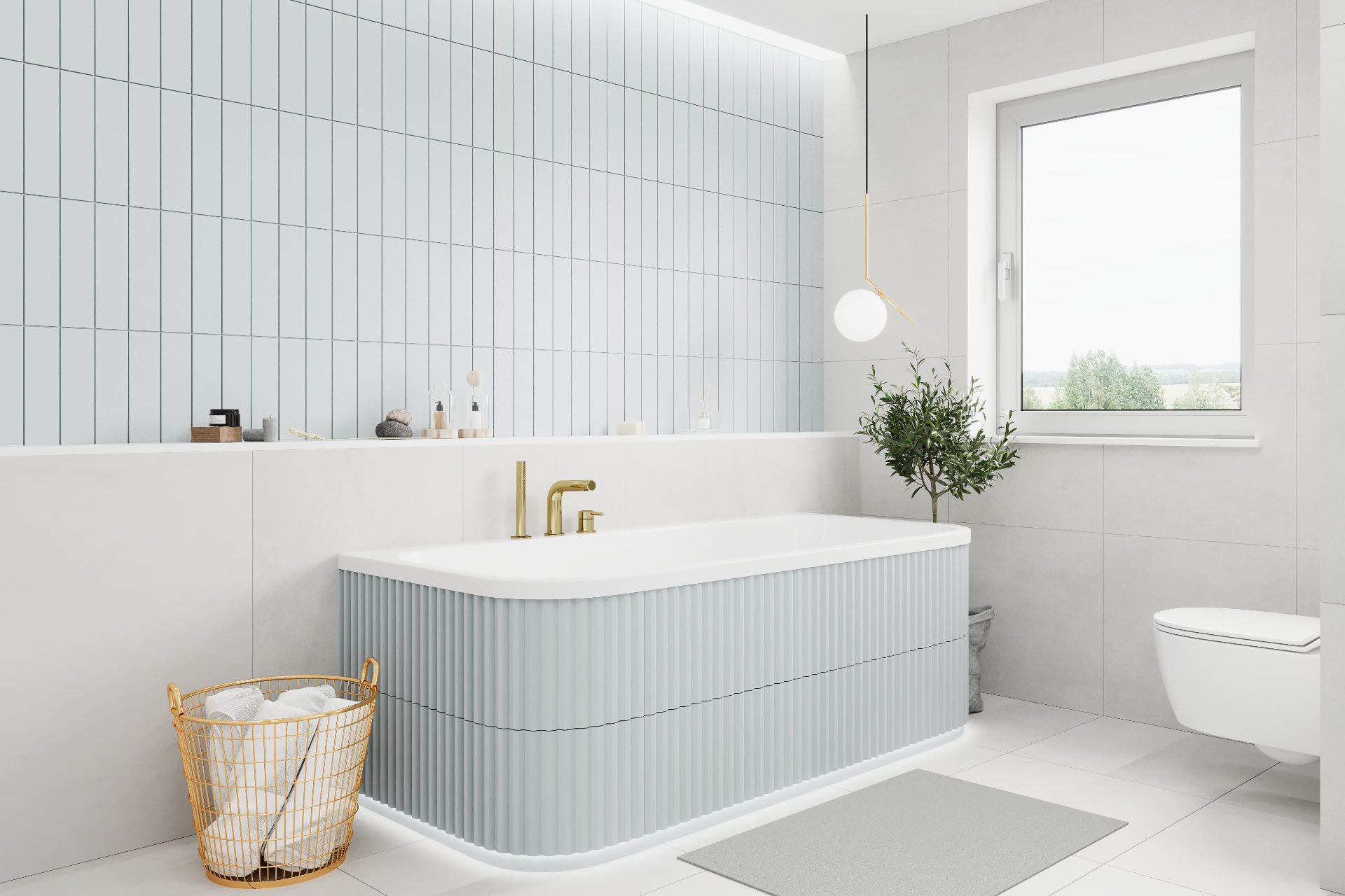 Wanna prostokątna Arana 180x85 bateria nawannowa Pi złota