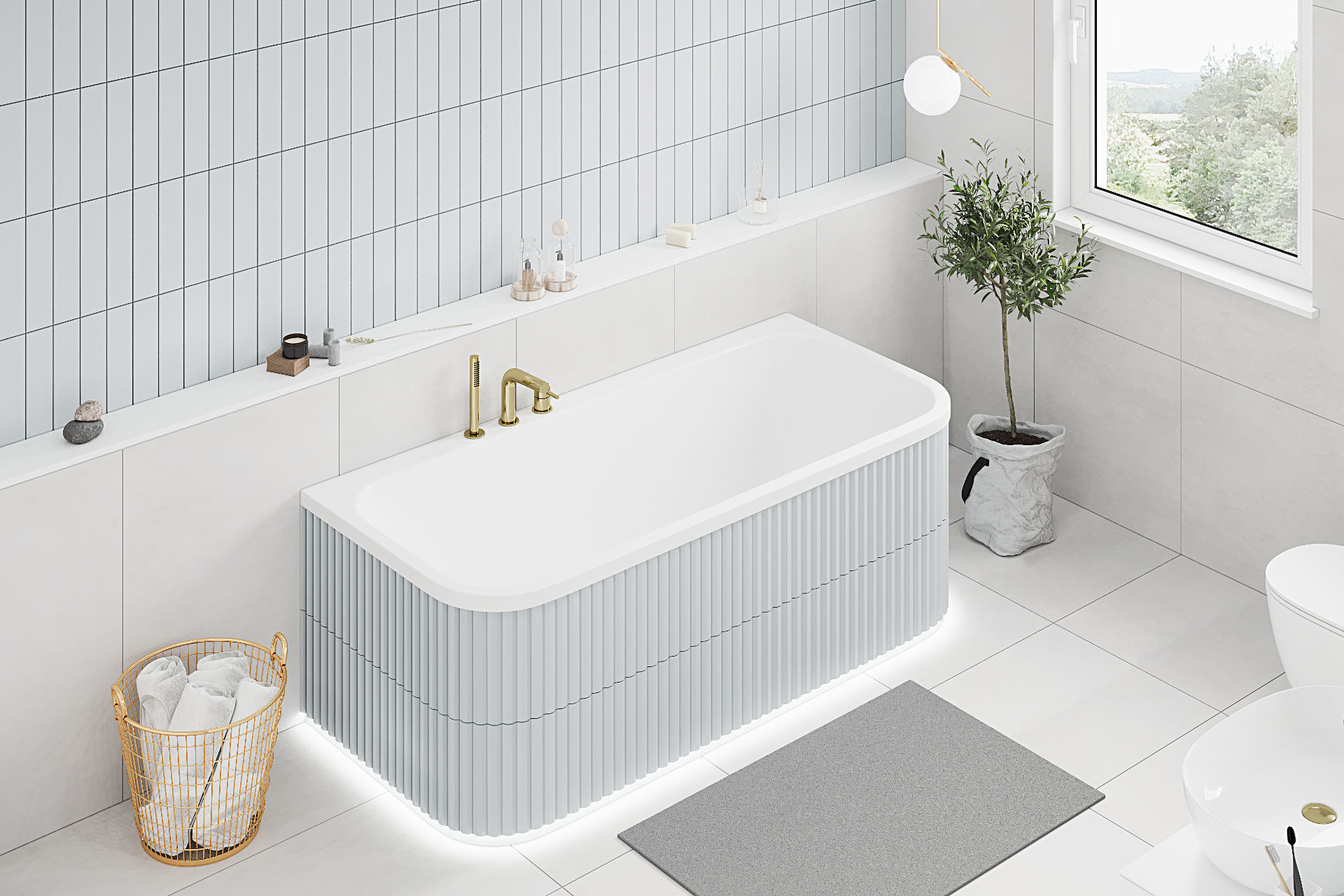 Wanna prostokątna Arana 180x85 bateria Pi złota