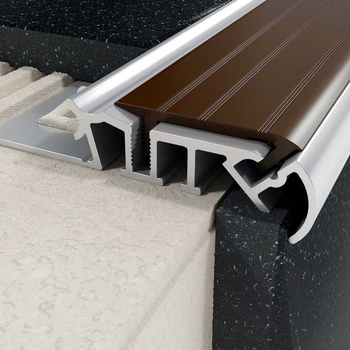 Nakładka gumowa antypoślizgowa profili schodowych ZA, jasny brąz