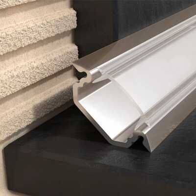 Profil PROFILED oświetleniowy z blendą 23 mm, długość 250 cm, aluminiowy, inox srebrny