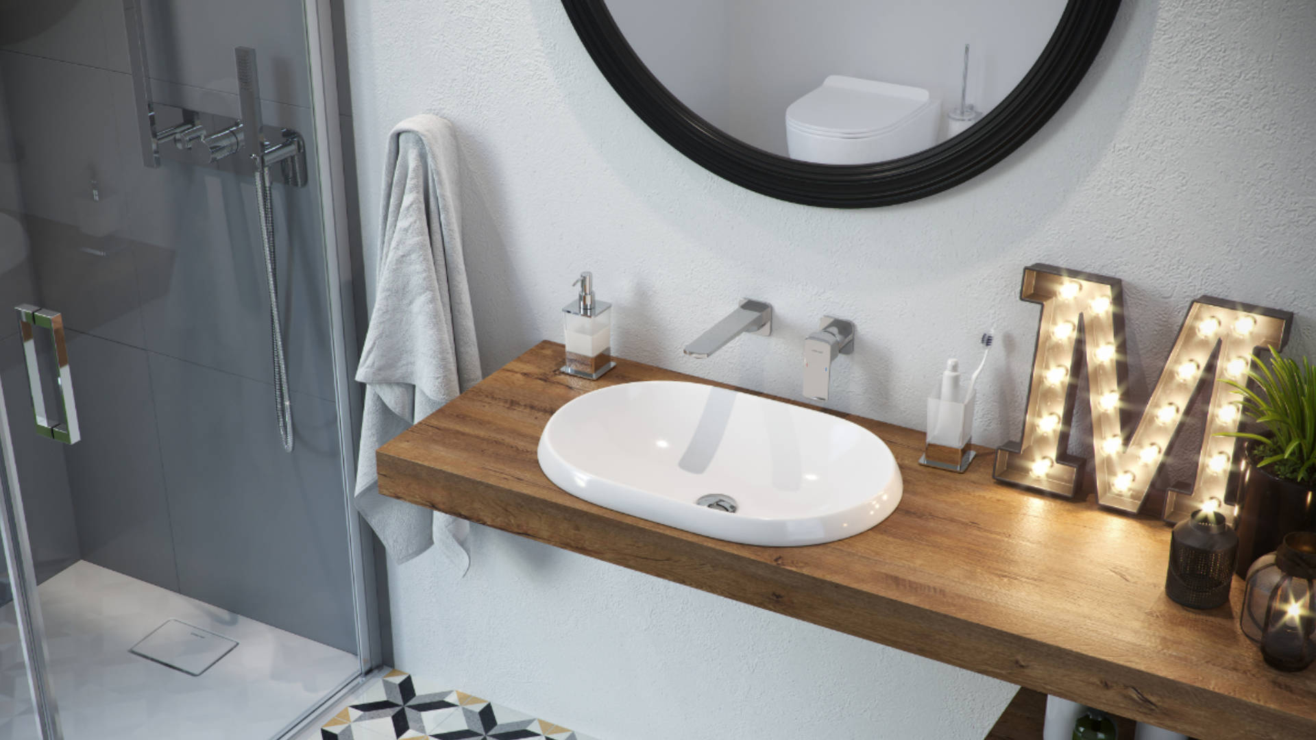 Riko kubek stojący szklany, chrom