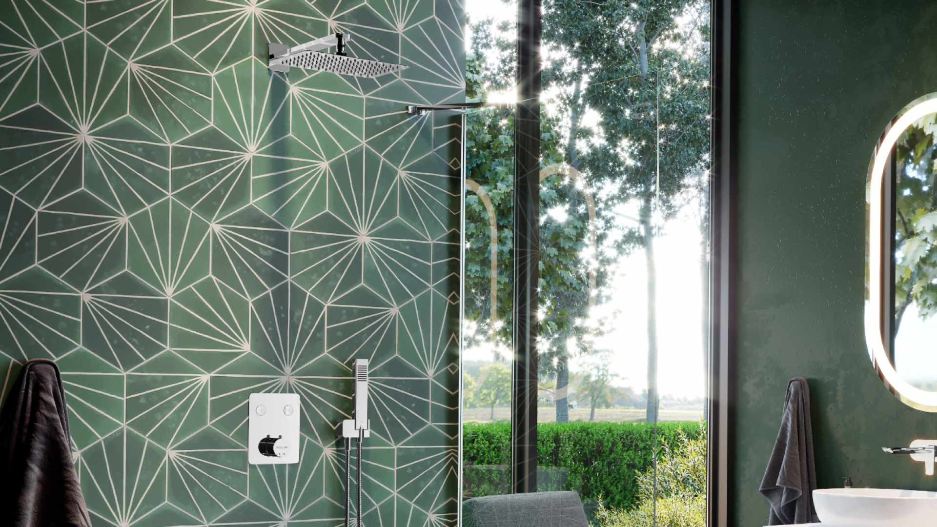 Krotos zestaw prysznicowo-wannowy podtynkowy z deszczownicą 20x30cm 2 funkcyjny, chrom