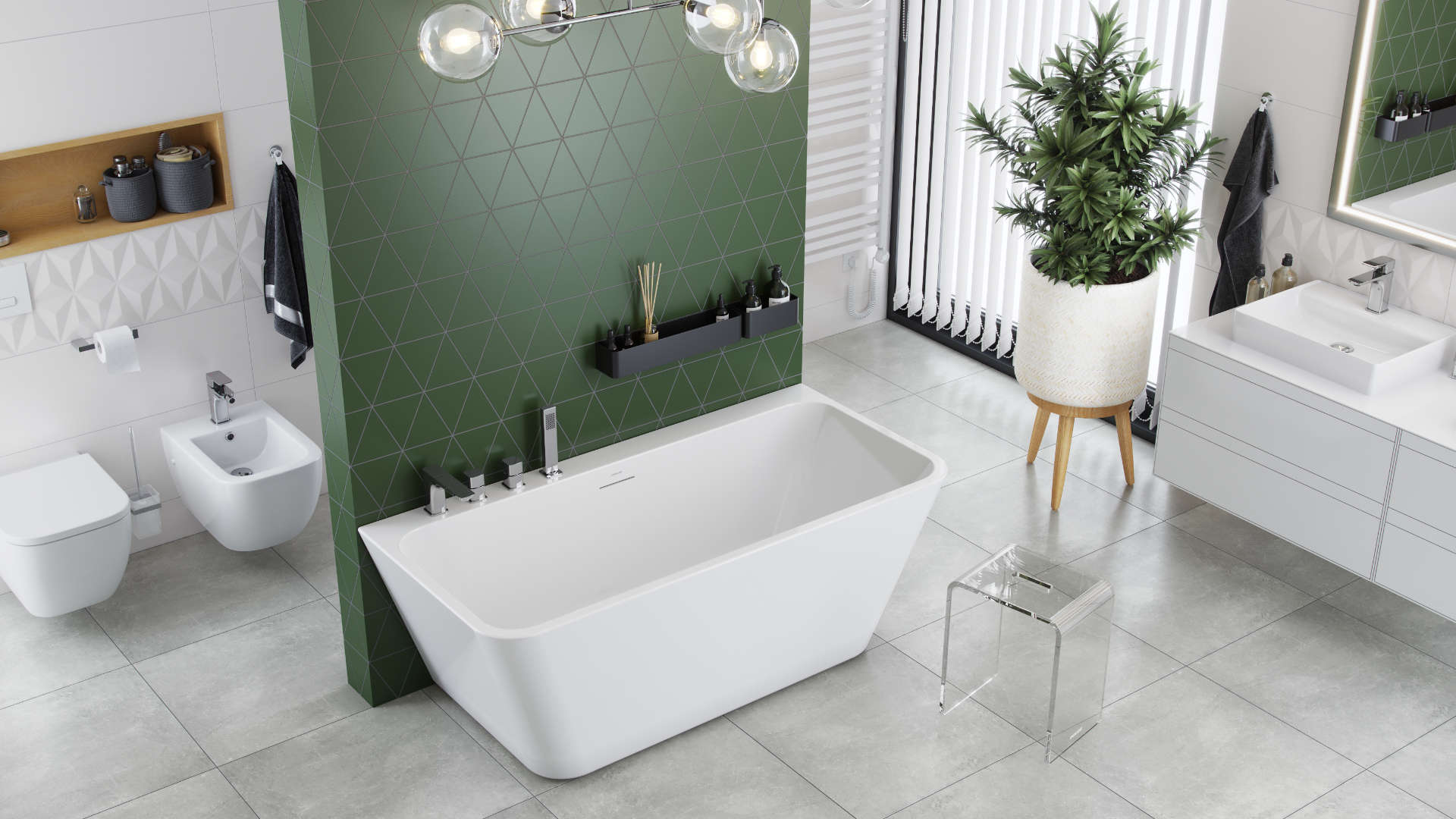 Keria bateria bidetowa stojąca, chrom