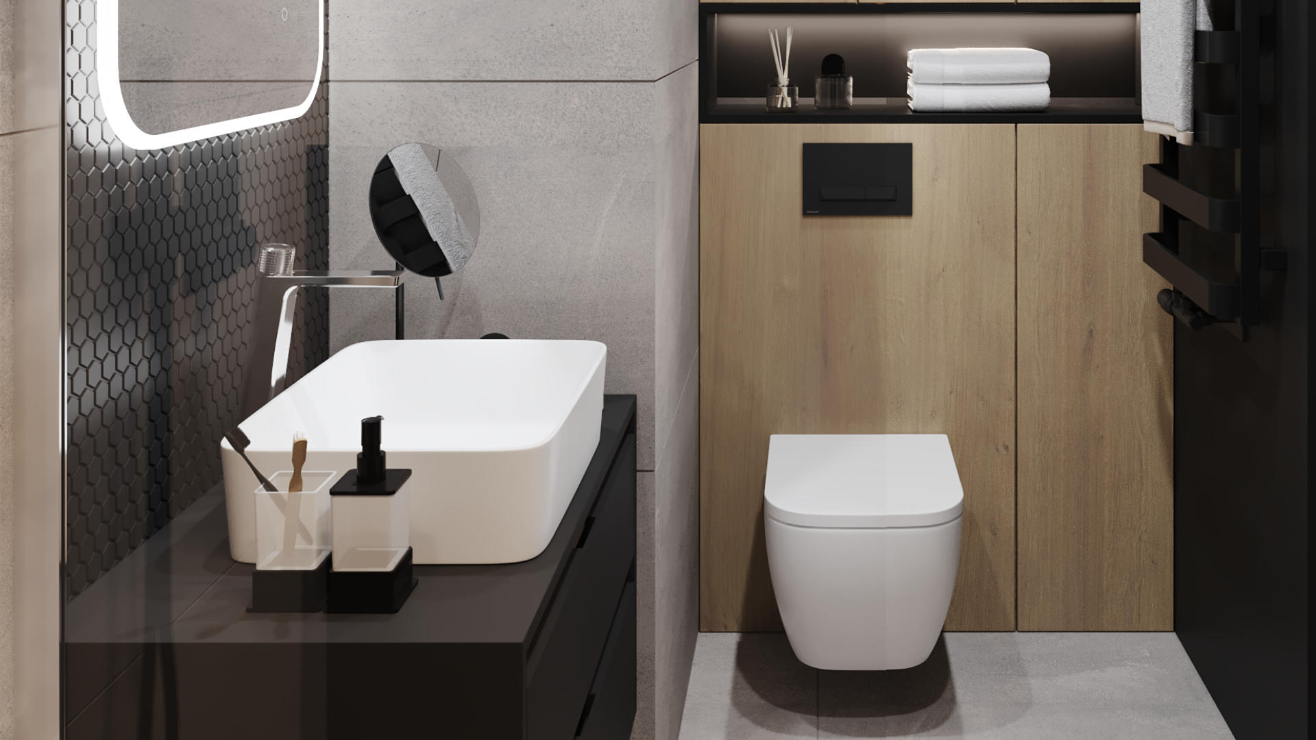 Rolo lusterko stojące powiększające, czarny mat