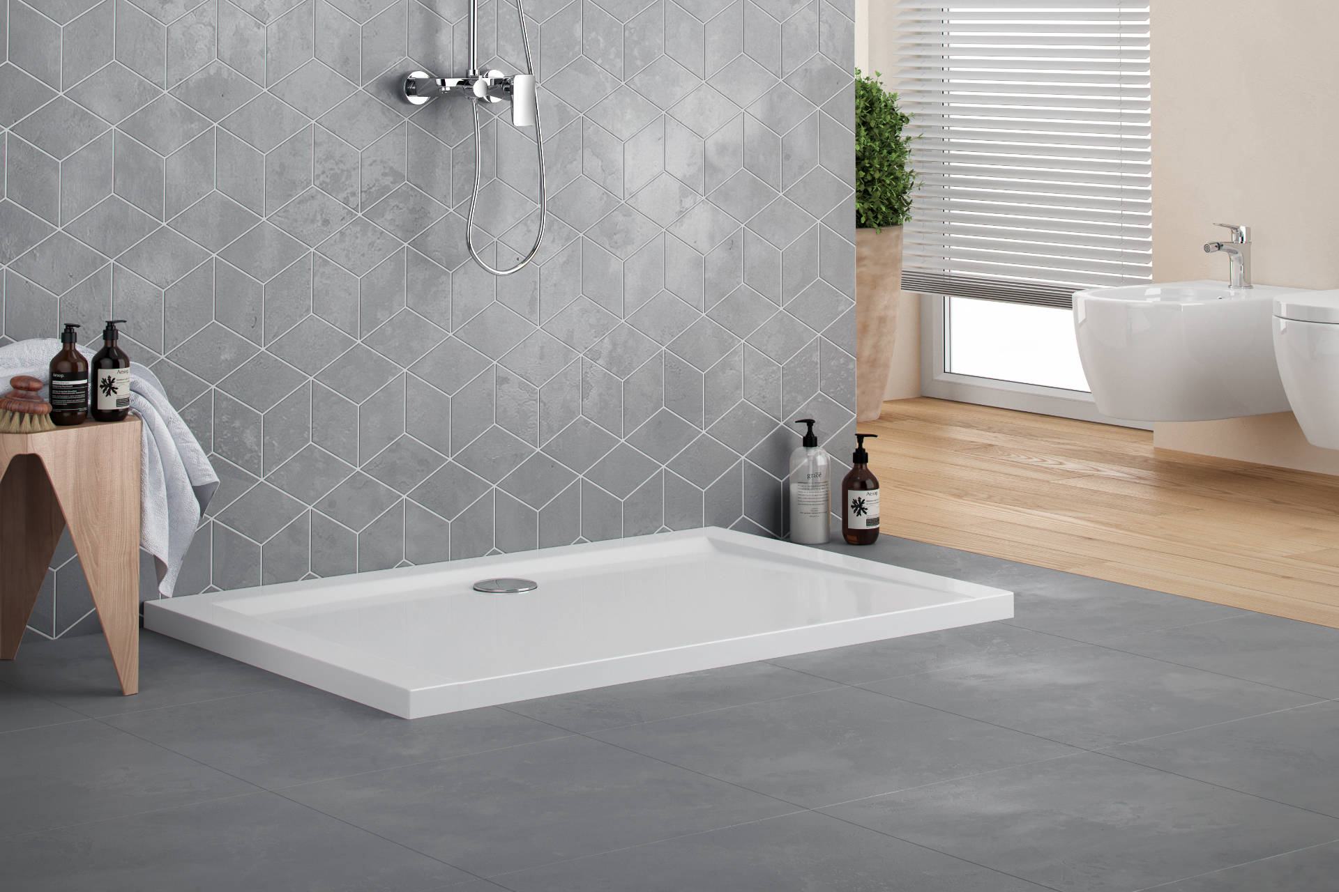 Brodzik prostokątny, biały, niski 100x80