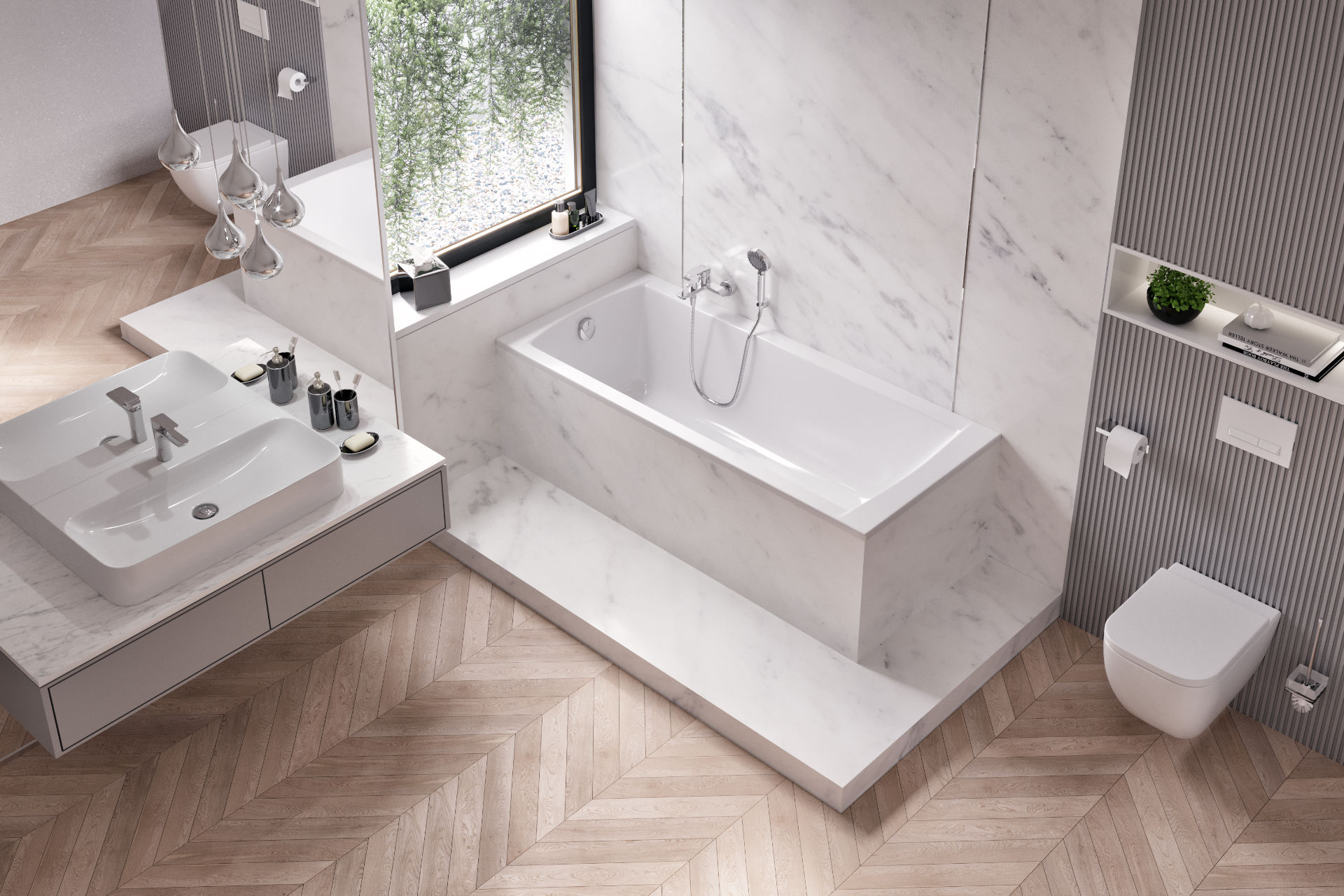 Wanna prostokątna Aquaria 170x75 bateria wannowa Clever