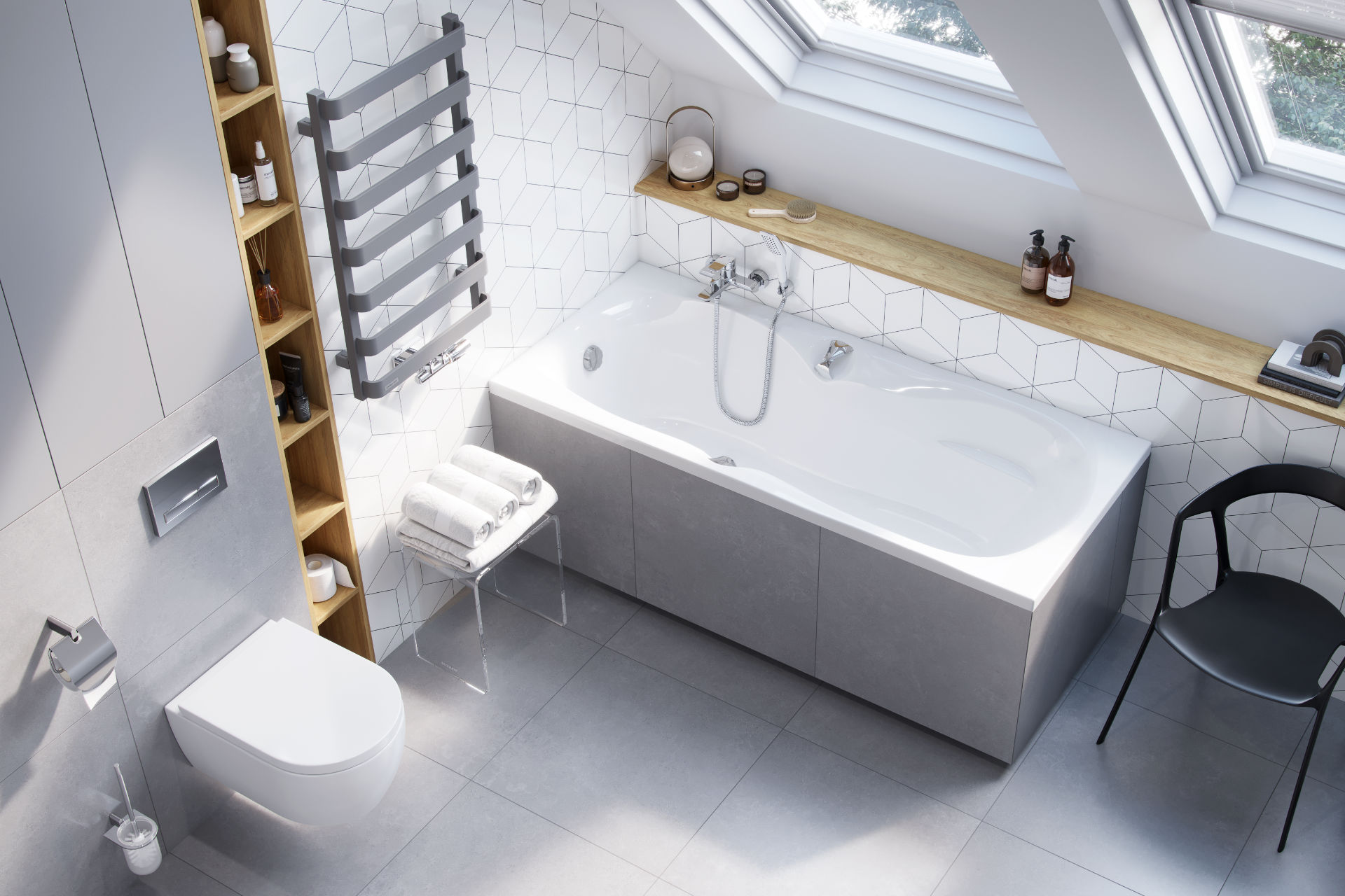 Wanna prostokątna Canyon II 170x75 Excellent grzejnik łazienkowy Meteor