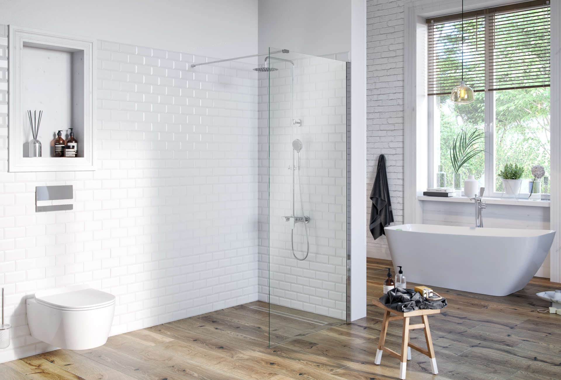 Vidoq walk-in ścianka prysznicowa prosta 90x200 cm, powłoka Clean Control, chrom