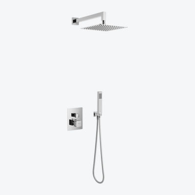 Keria zestaw prysznicowo-wannowy podtynkowy z deszczownicą 25 x 25 cm, 3 funkcyjny, termostatyczny, chrom
