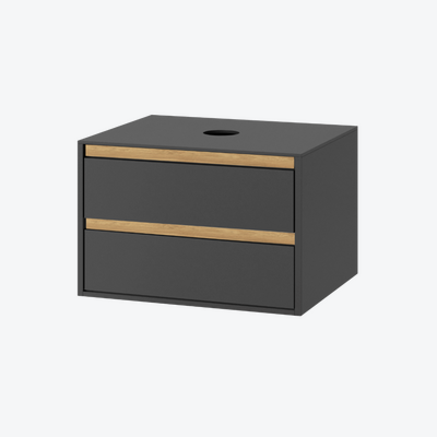 Tuto szafka wisząca 80 cm podumywalkowa z blatem, 2 szuflady, szary/dąb