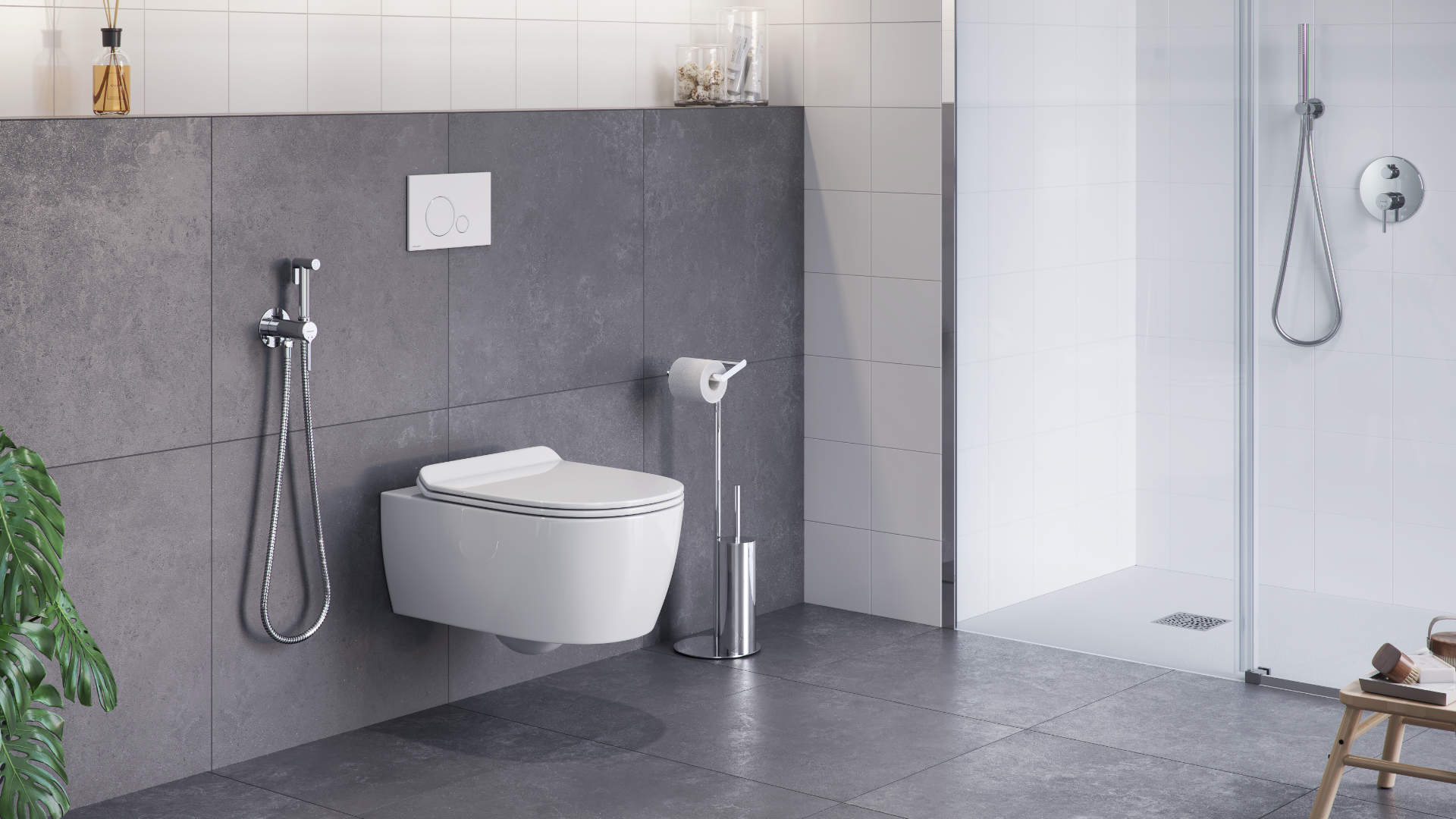 PI bateria bidetowa bidetta ze słuchawką prysznicową, chrom