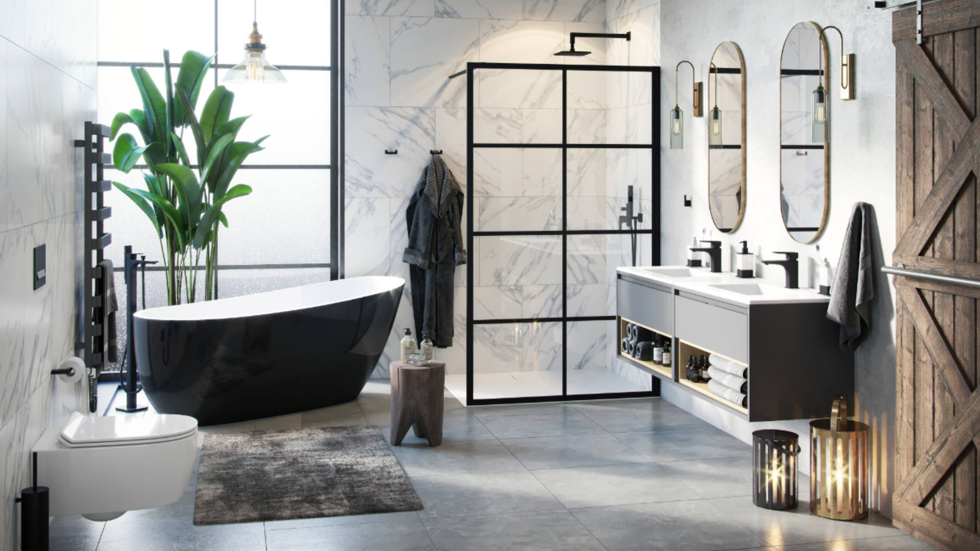 Keria bateria wannowa wolnostojąca , czarny mat