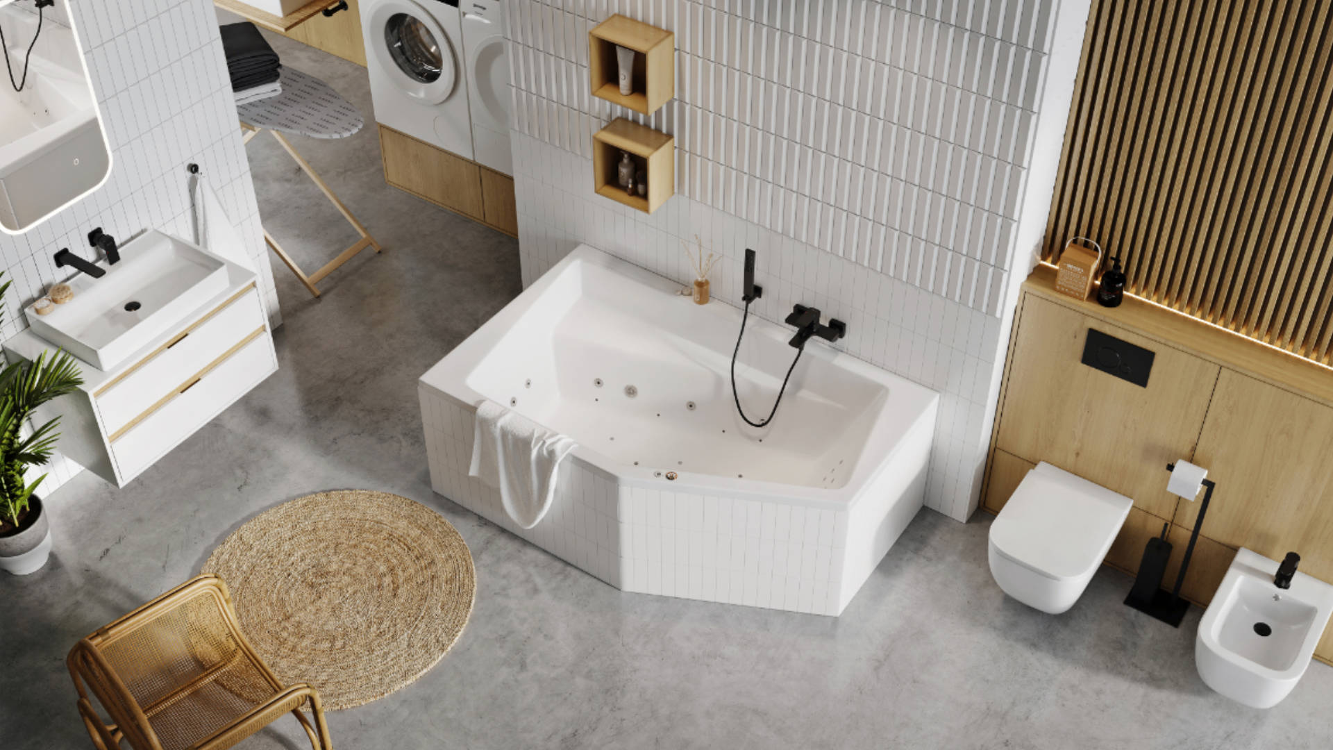 Keria bateria umywalkowa podtynkowa komplet, czarny mat