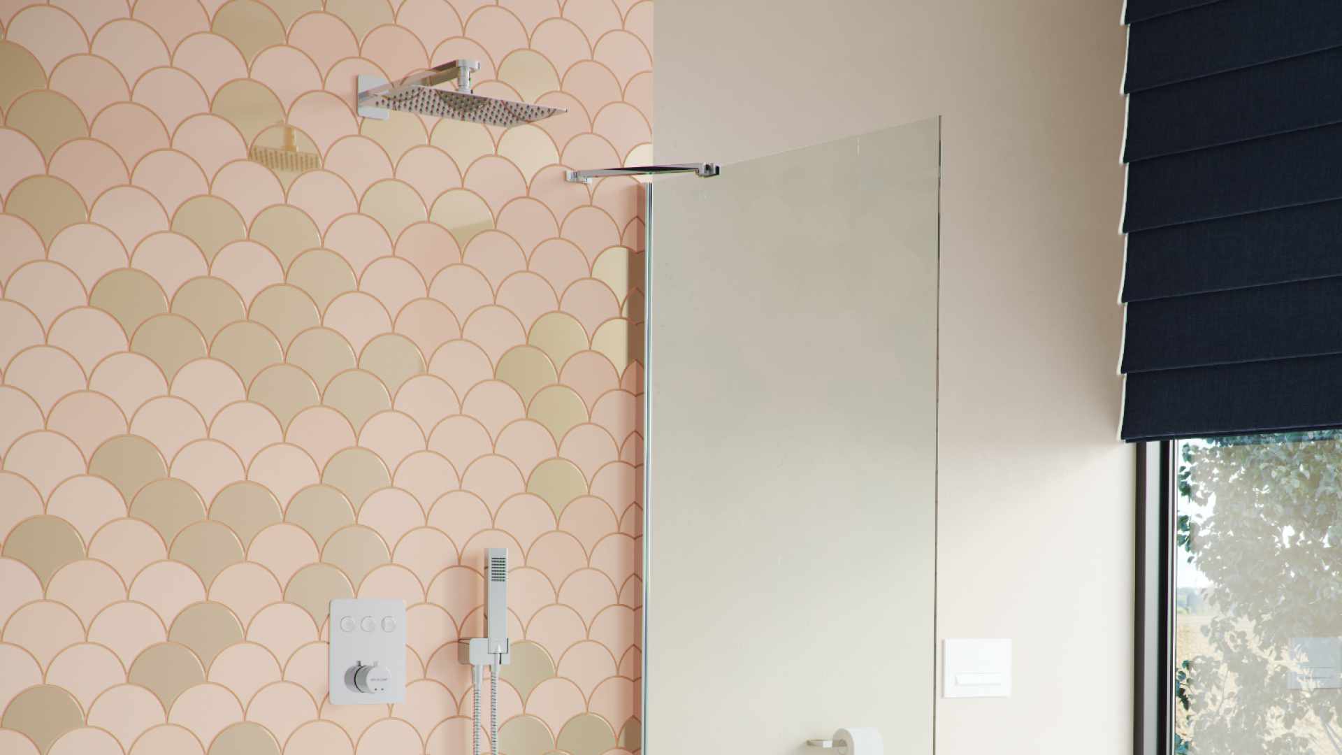 Krotos zestaw prysznicowo-wannowy podtynkowy z deszczownicą 20x30cm 3 funkcyjny, chrom