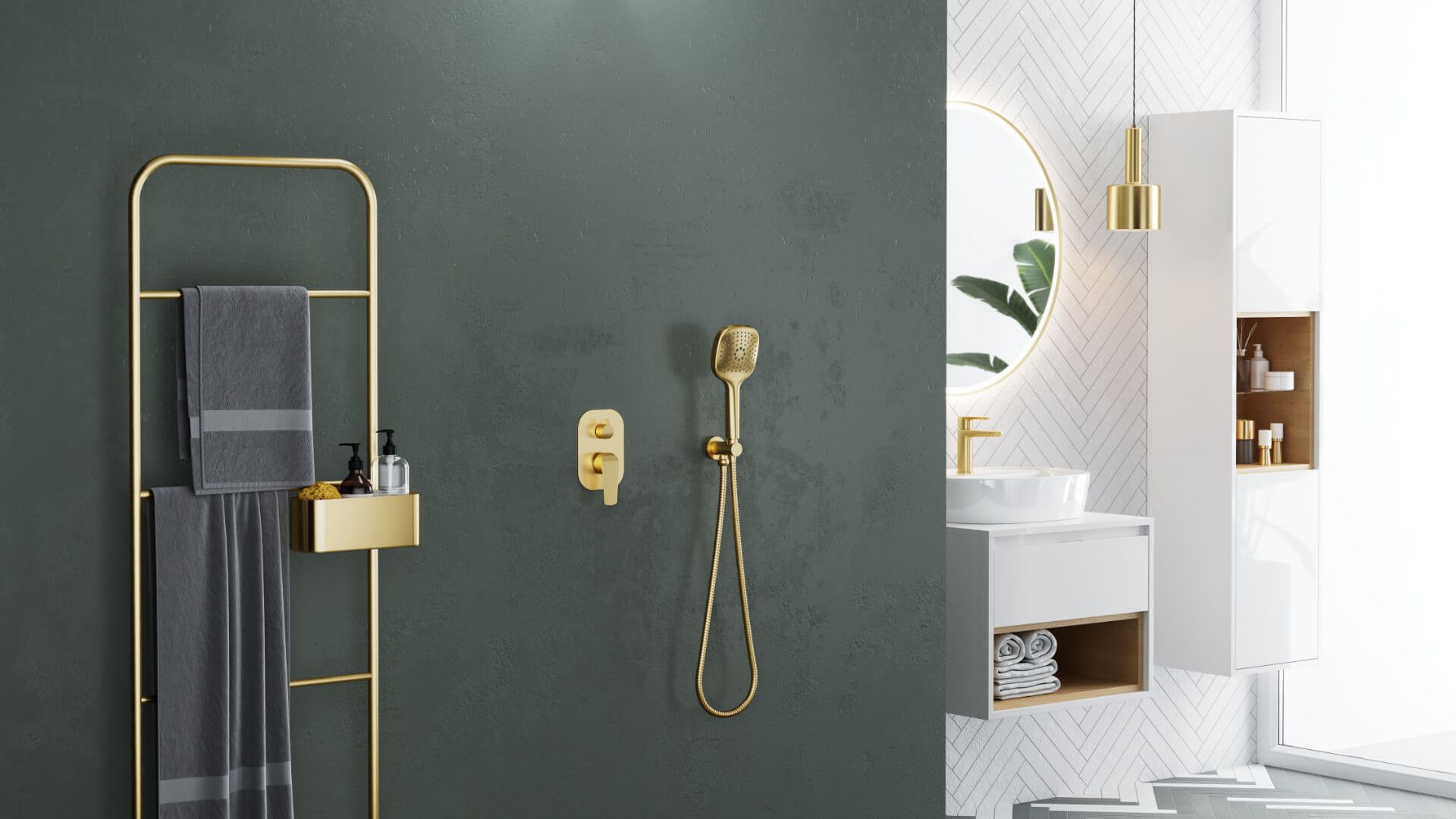 Corido lustro łazienkowe 80 cm okrągłe oświetlenie LED mata grzewcza, miedziany szczotkowany