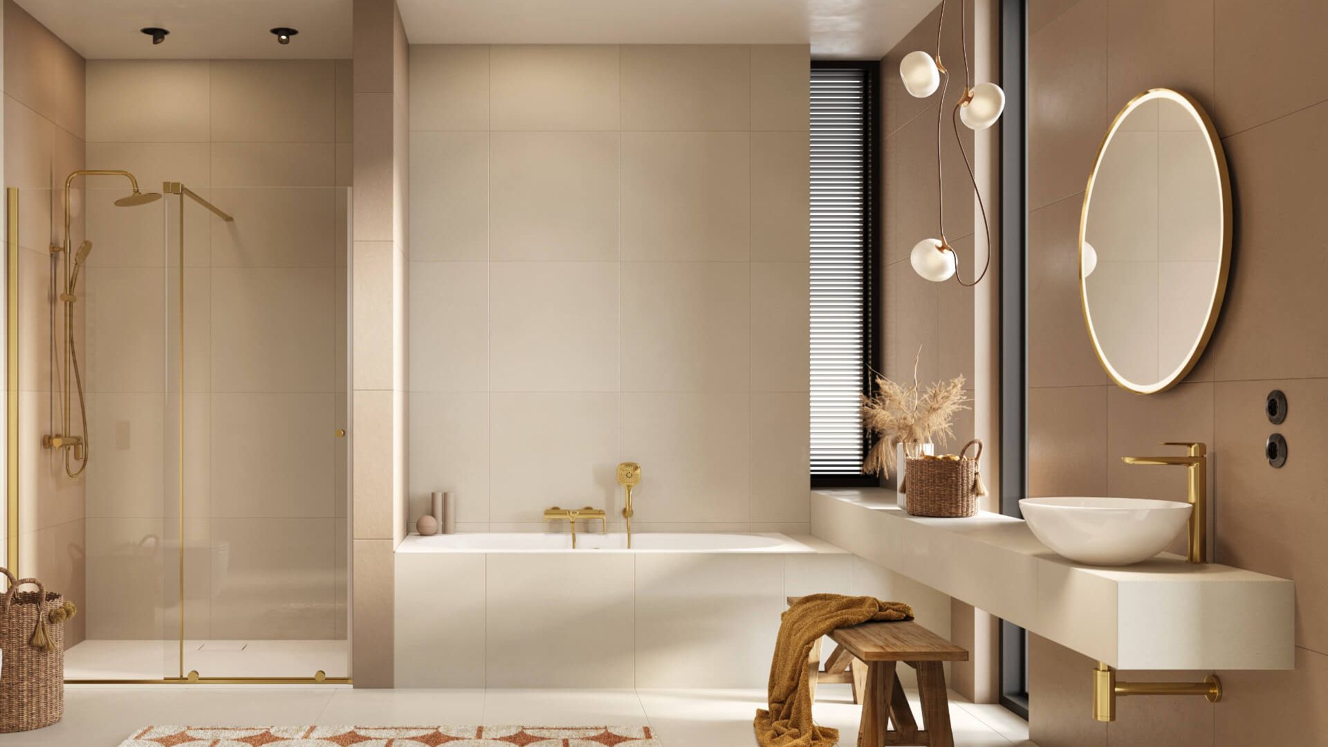 Corido lustro łazienkowe 80 cm okrągłe oświetlenie LED mata grzewcza, miedziany szczotkowany