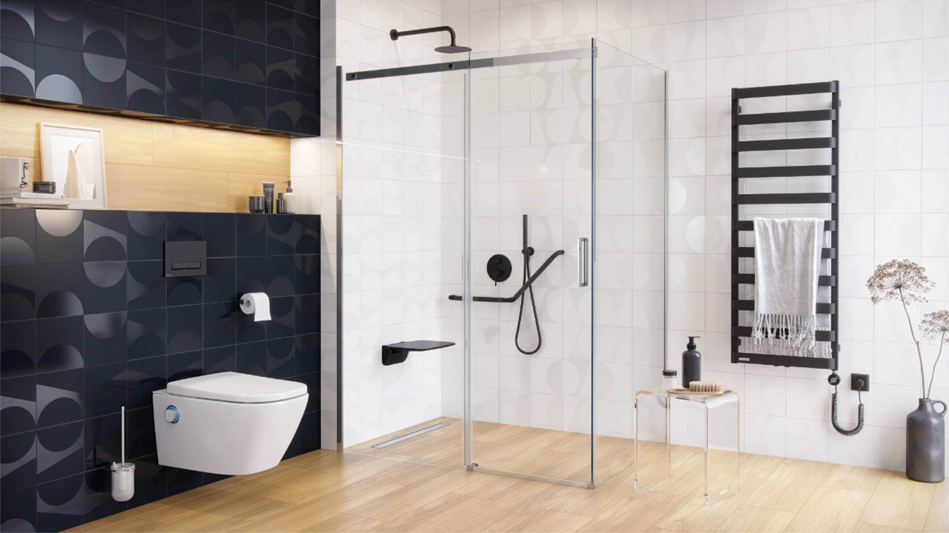 Rols kabina narożna 120x90 cm z drzwiami przesuwnymi 120 cm, powłoka Clean Control, chrom