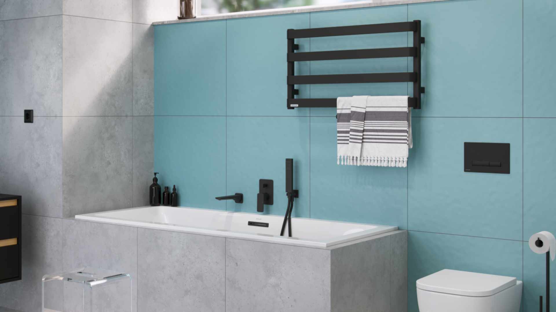 Wąż prysznicowy black round 120 cm, czarny mat