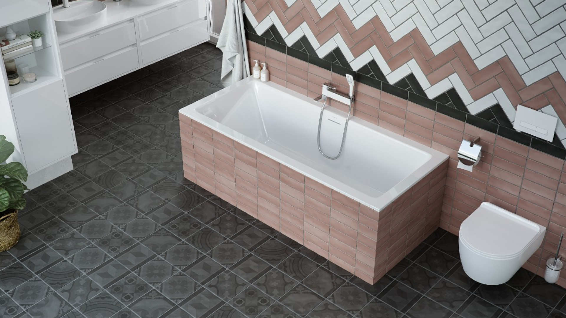 Heaven wanna prostokątna 160x75 cm z zestawem odpływowo-przelewowym Flow, czarny mat