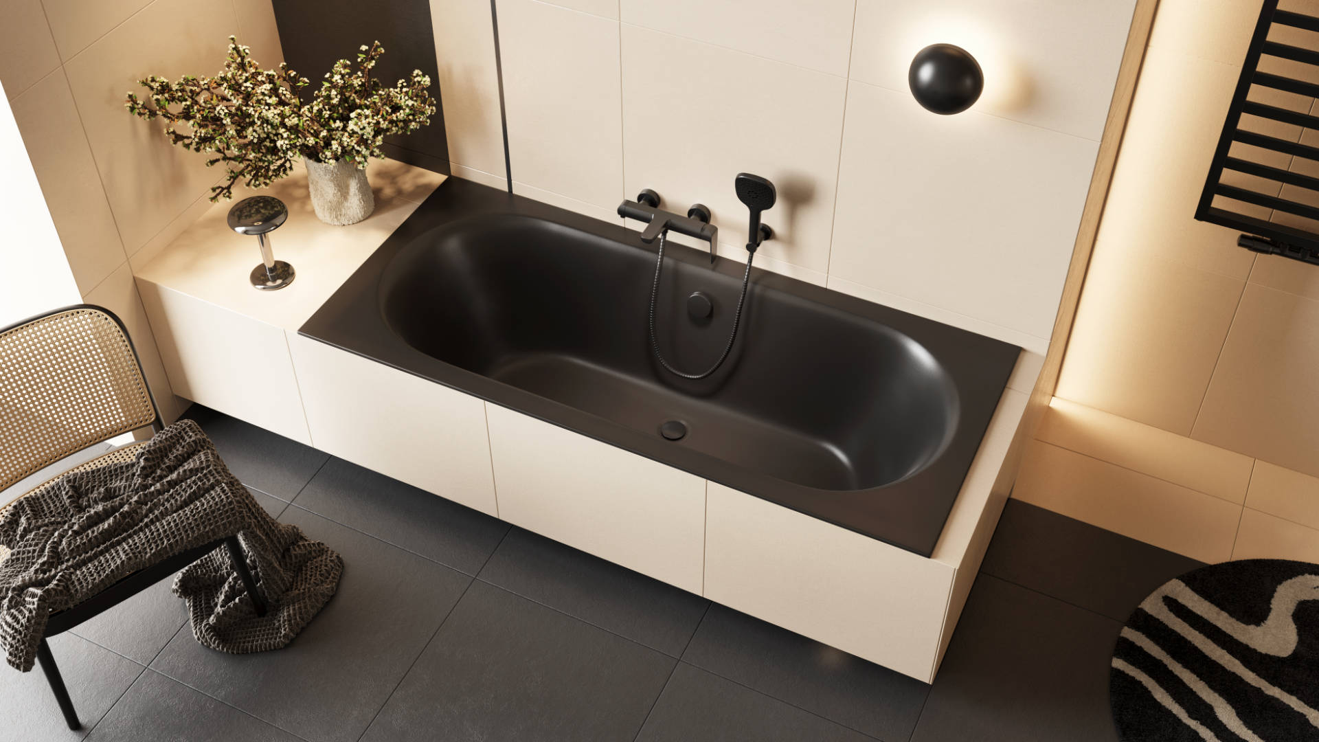 Wąż prysznicowy black round 120 cm, czarny mat