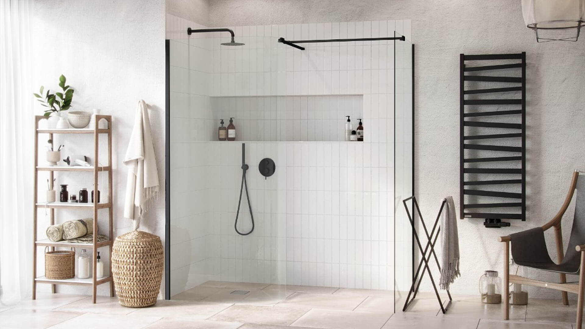 Głowica prysznicowa 25 cm okrągła slim, czarny mat