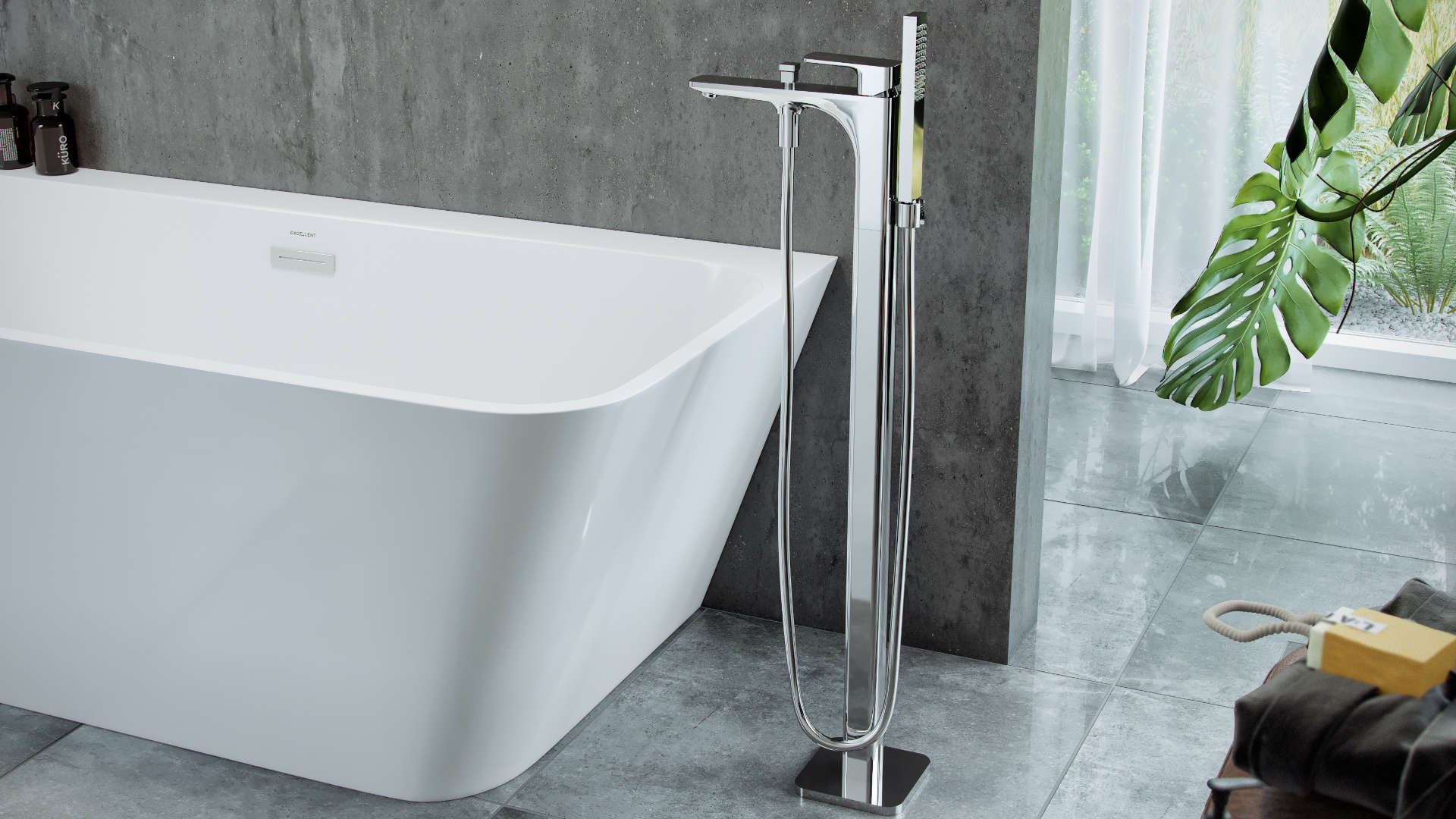 Keria bateria wannowa wolnostojąca , chrom