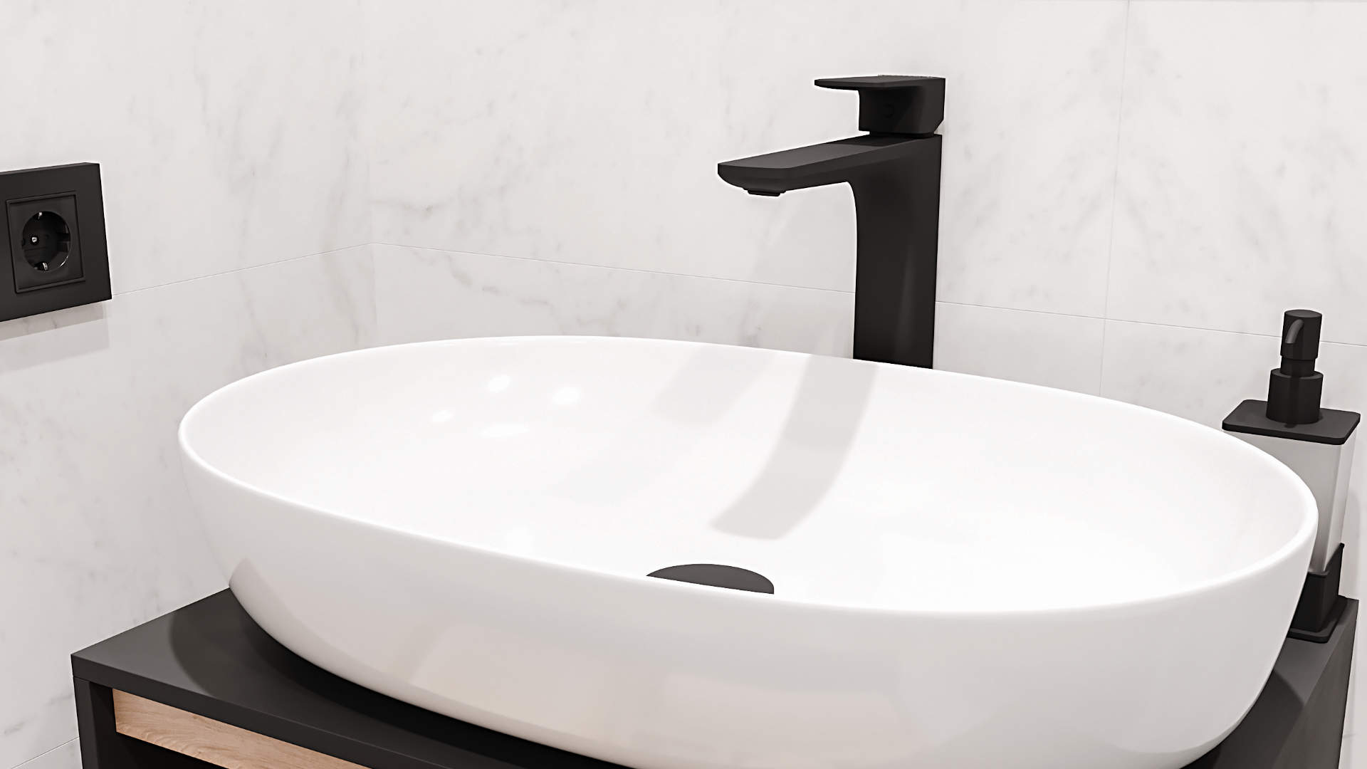 Keria bateria umywalkowa stojąca wysoka, czarny mat