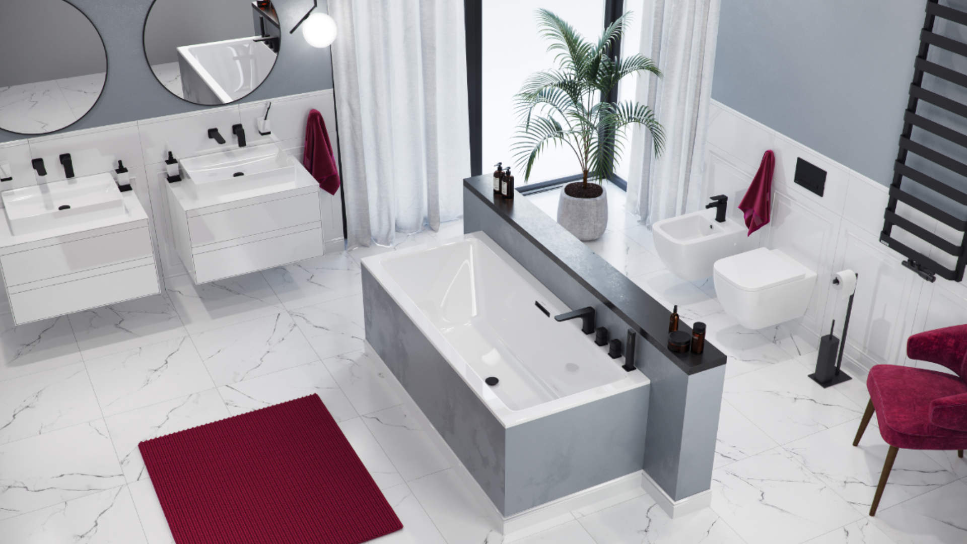 Keria bateria umywalkowa podtynkowa komplet, czarny mat