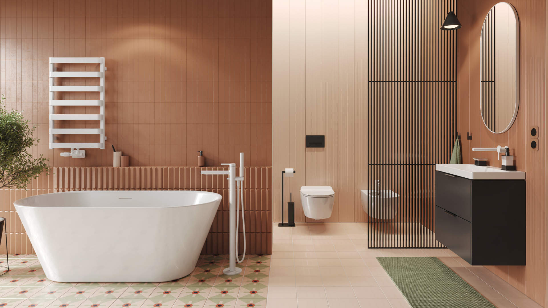 PI bateria bidetowa stojąca, biały mat