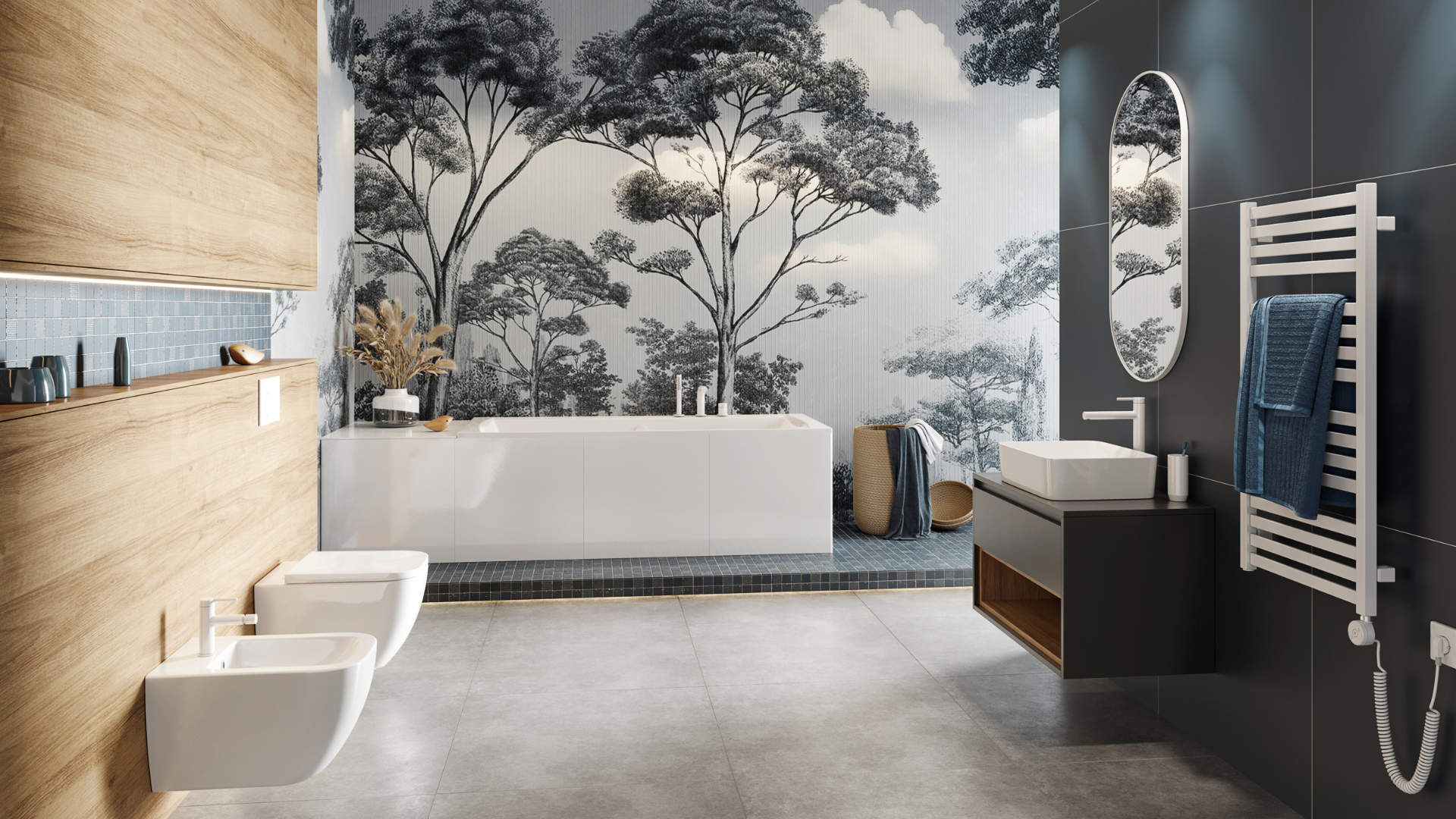 PI bateria bidetowa stojąca, biały mat