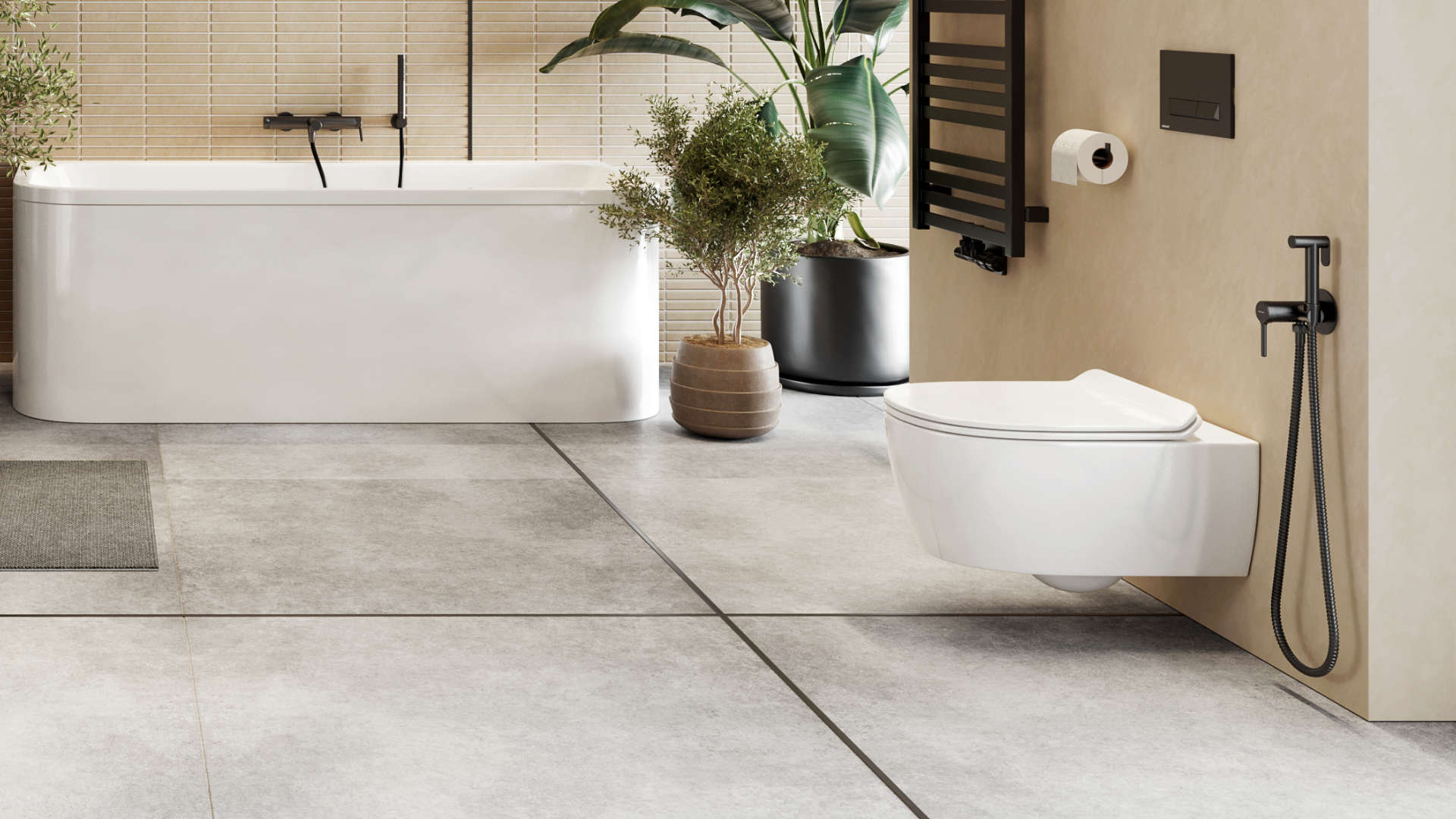 PI bateria bidetowa bidetta ze słuchawką prysznicową, czarny mat