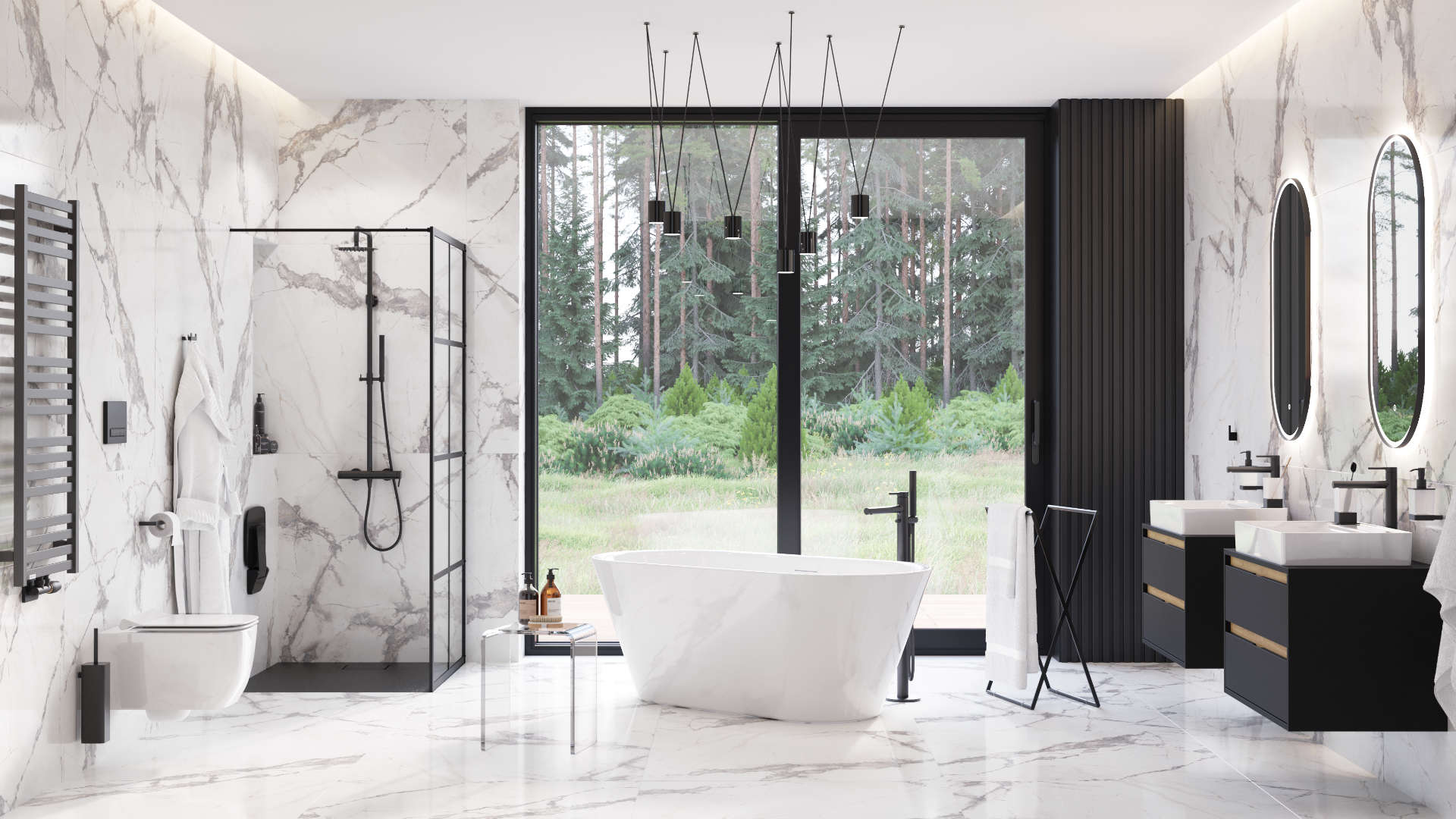 PI bateria bidetowa stojąca, czarny mat